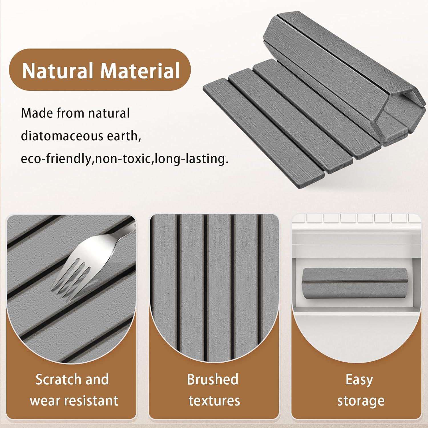 Alfombrilla de Secado de Platos DNIEBW 61x41cm Gris Diatomácea