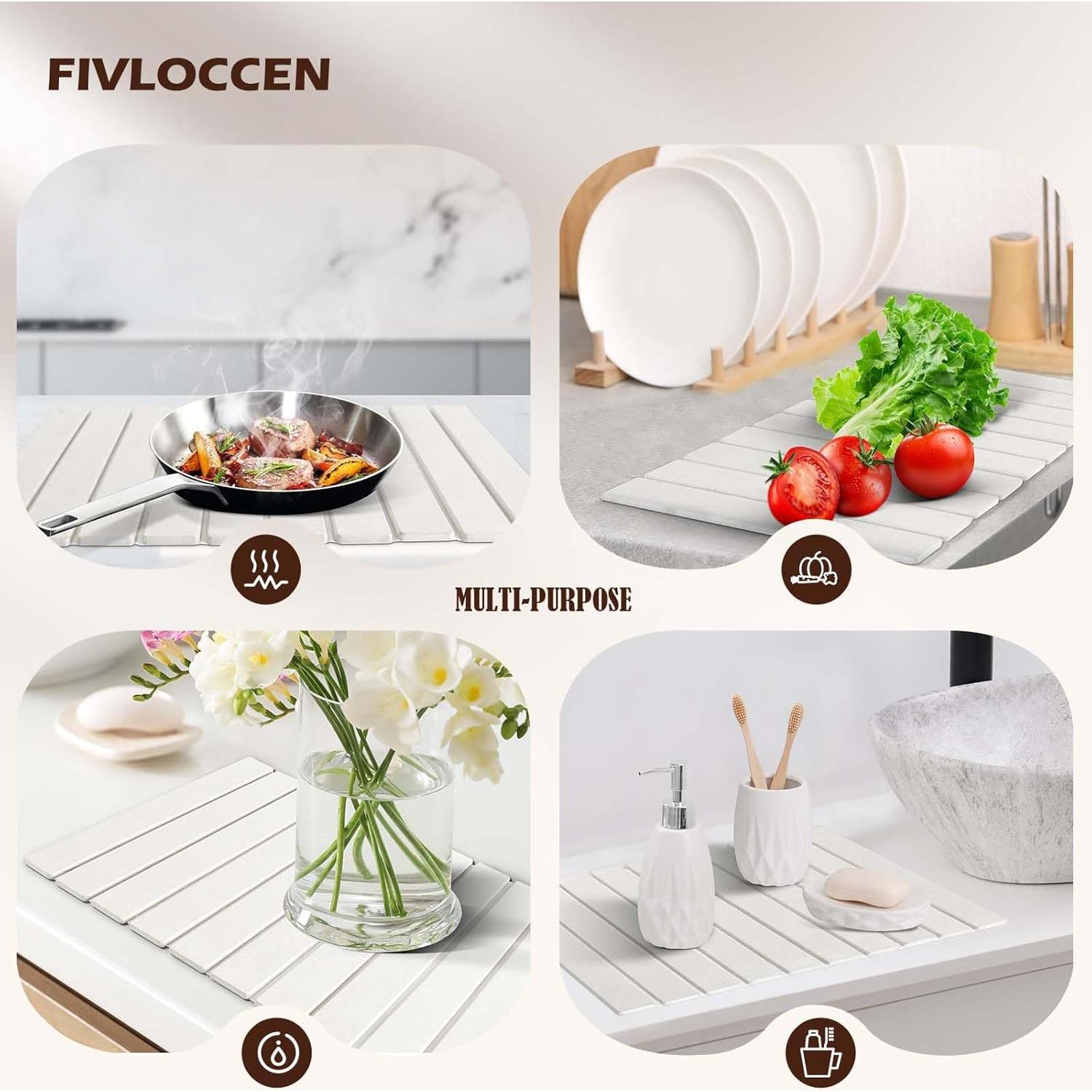 Alfombrilla de Secado Rápido de Piedra Diatomácea 61x41 cm