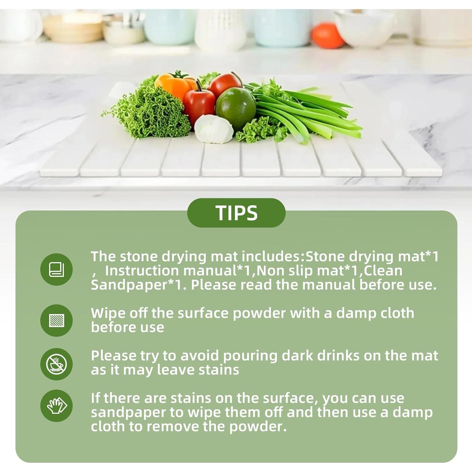 Alfombrilla de Secado de Platos PDAENLKY 61x41cm Diatomácea