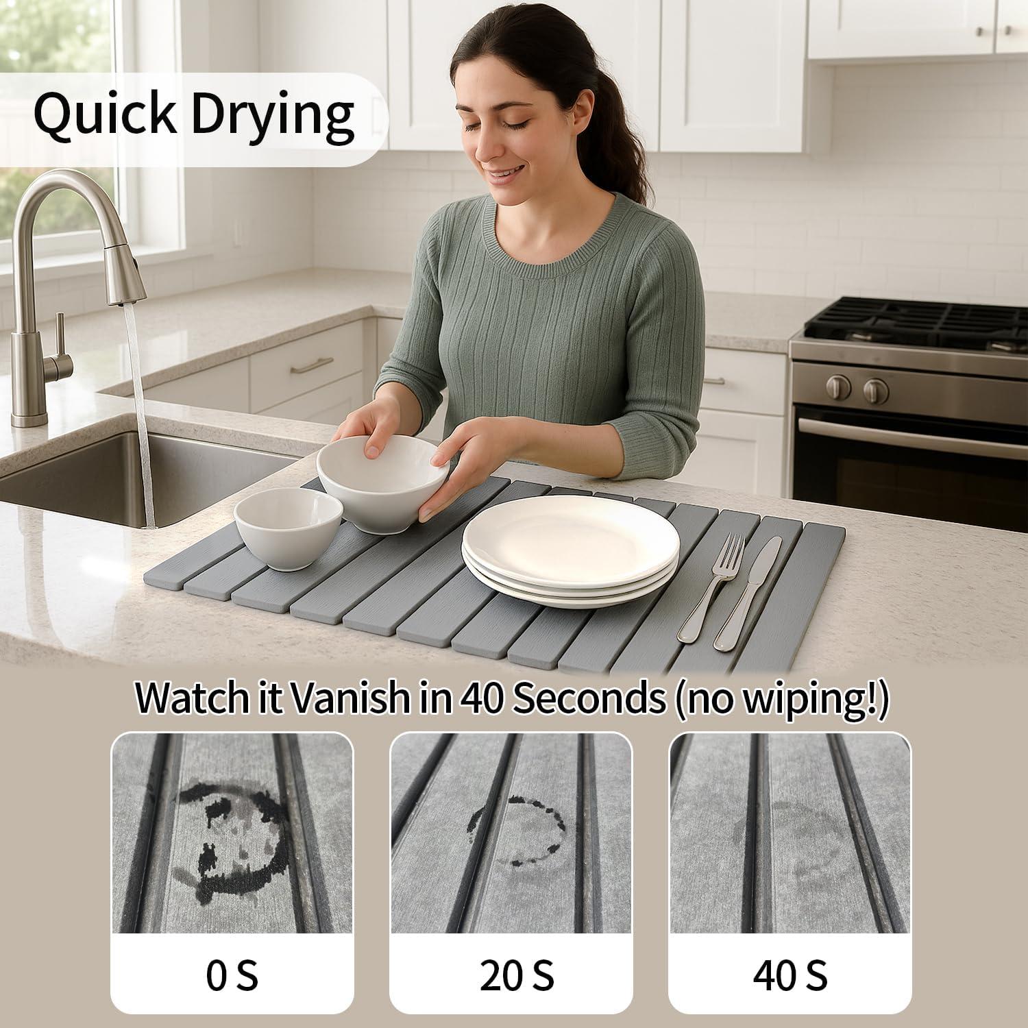 Alfombrilla de Secado de Diatomita LEFFIS 59x39 cm Gris Oscuro