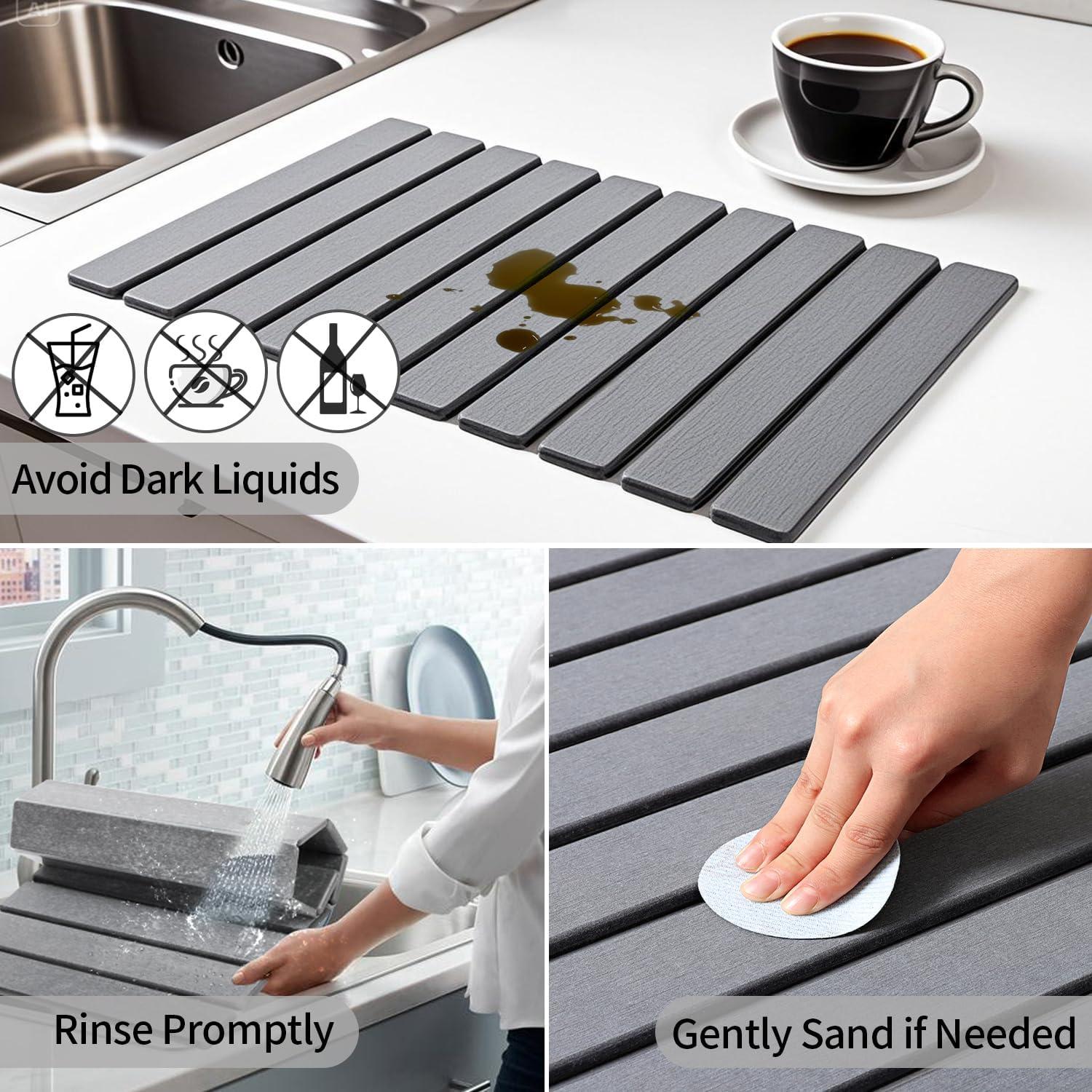 Alfombrilla de Secado de Diatomita LEFFIS 59x39 cm Gris Oscuro