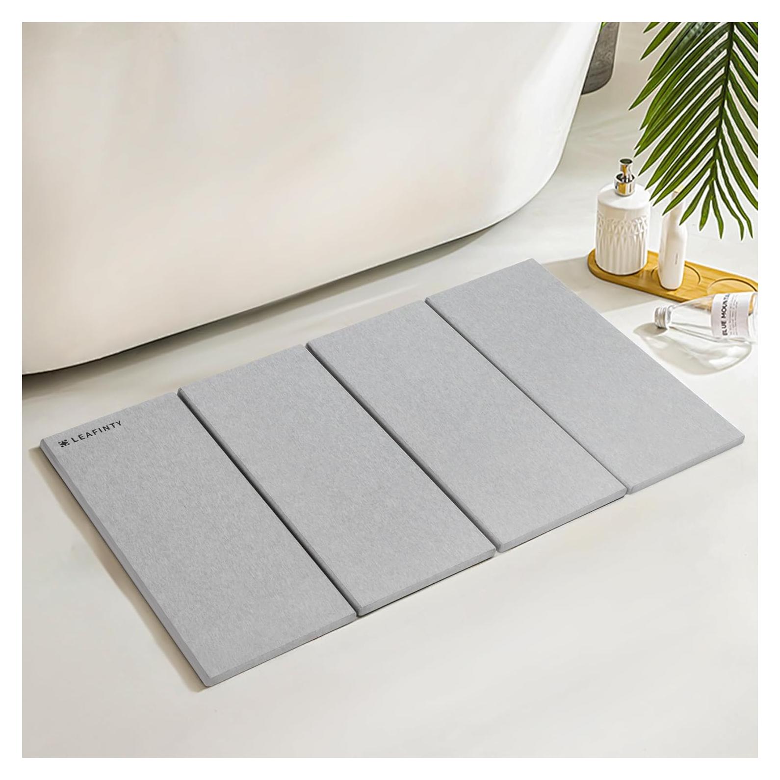Alfombrilla de Baño Antideslizante Leafinty 60x40 cm Gris