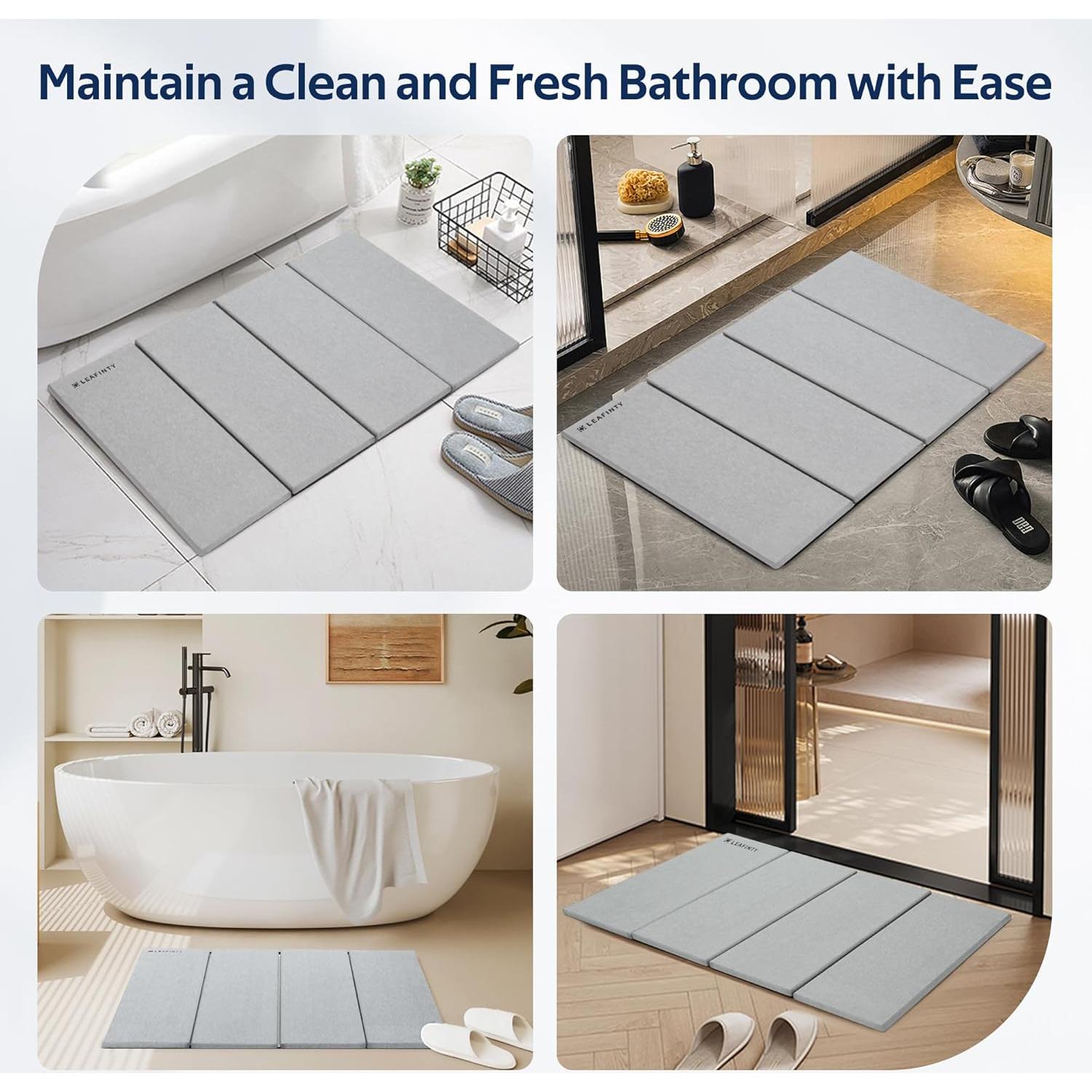 Alfombrilla de Baño Antideslizante Leafinty 60x40 cm Gris