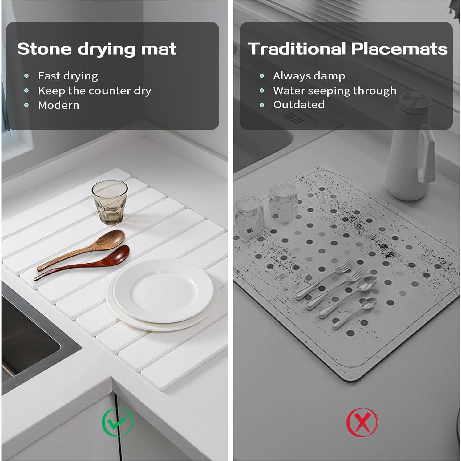 Alfombrilla de Secado de Platos BELLPO 60x40 cm Ecológica Antideslizante