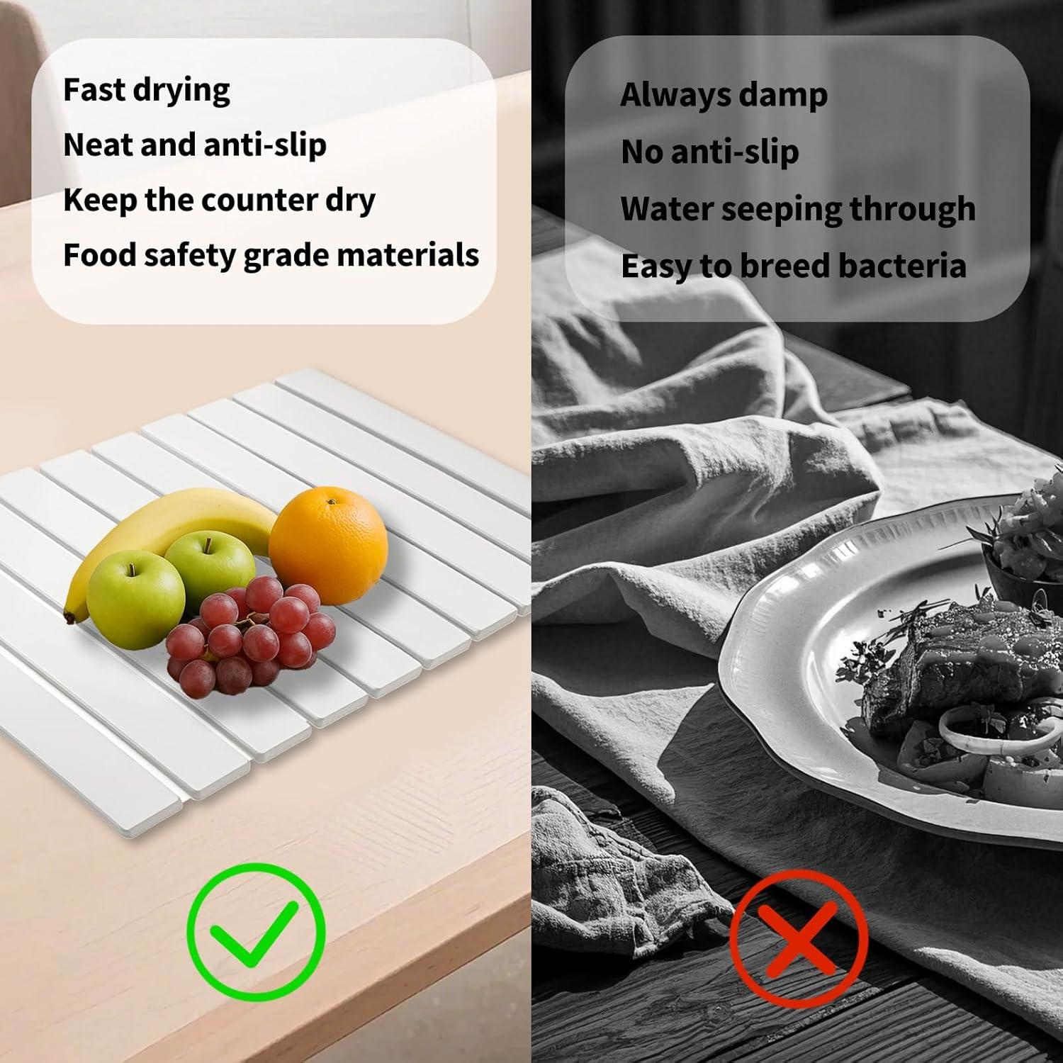 Alfombrilla de Secado de Platos MCSDFN 61x40.6cm Plegable Blanca