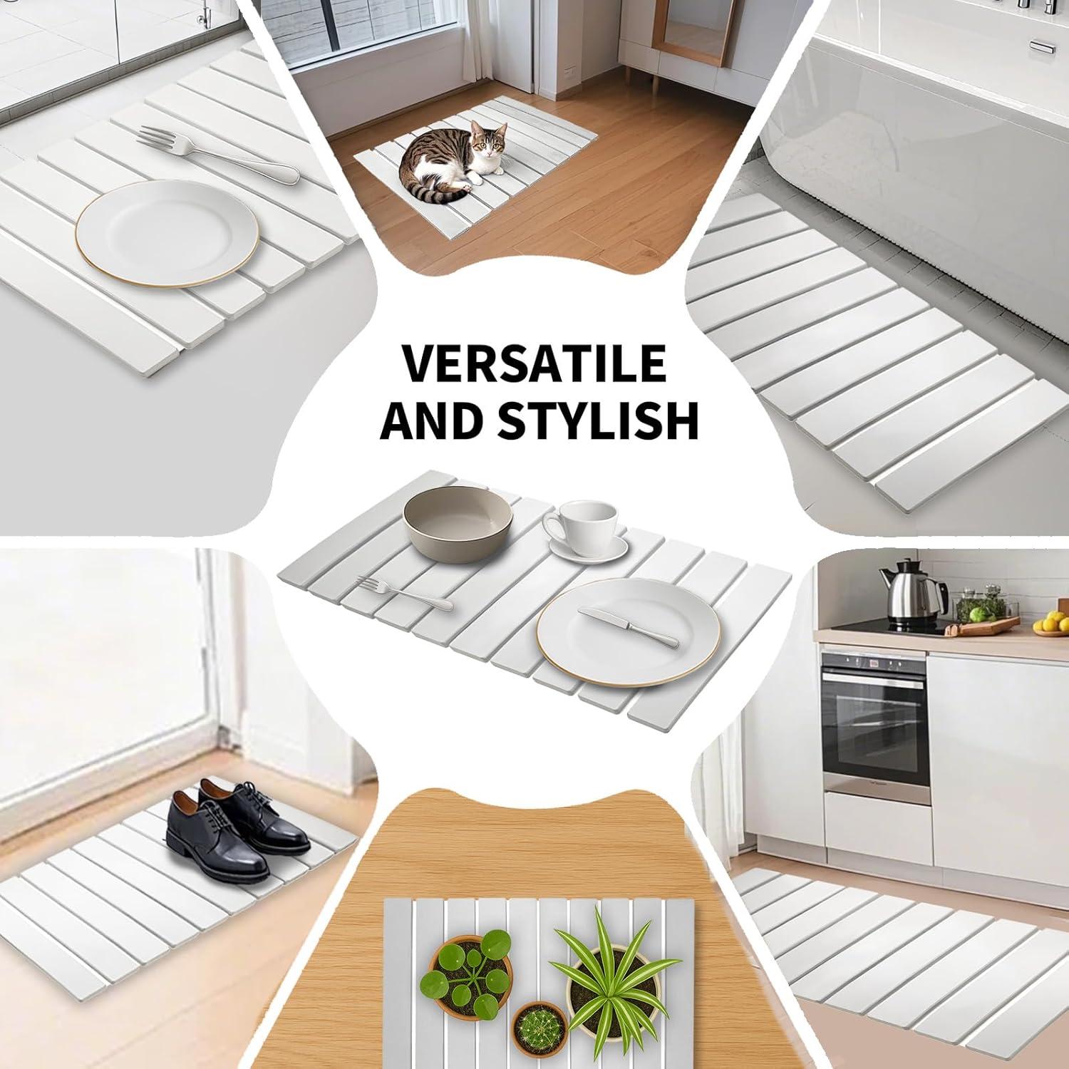 Alfombrilla de Secado de Platos MCSDFN 61x40.6cm Plegable Blanca