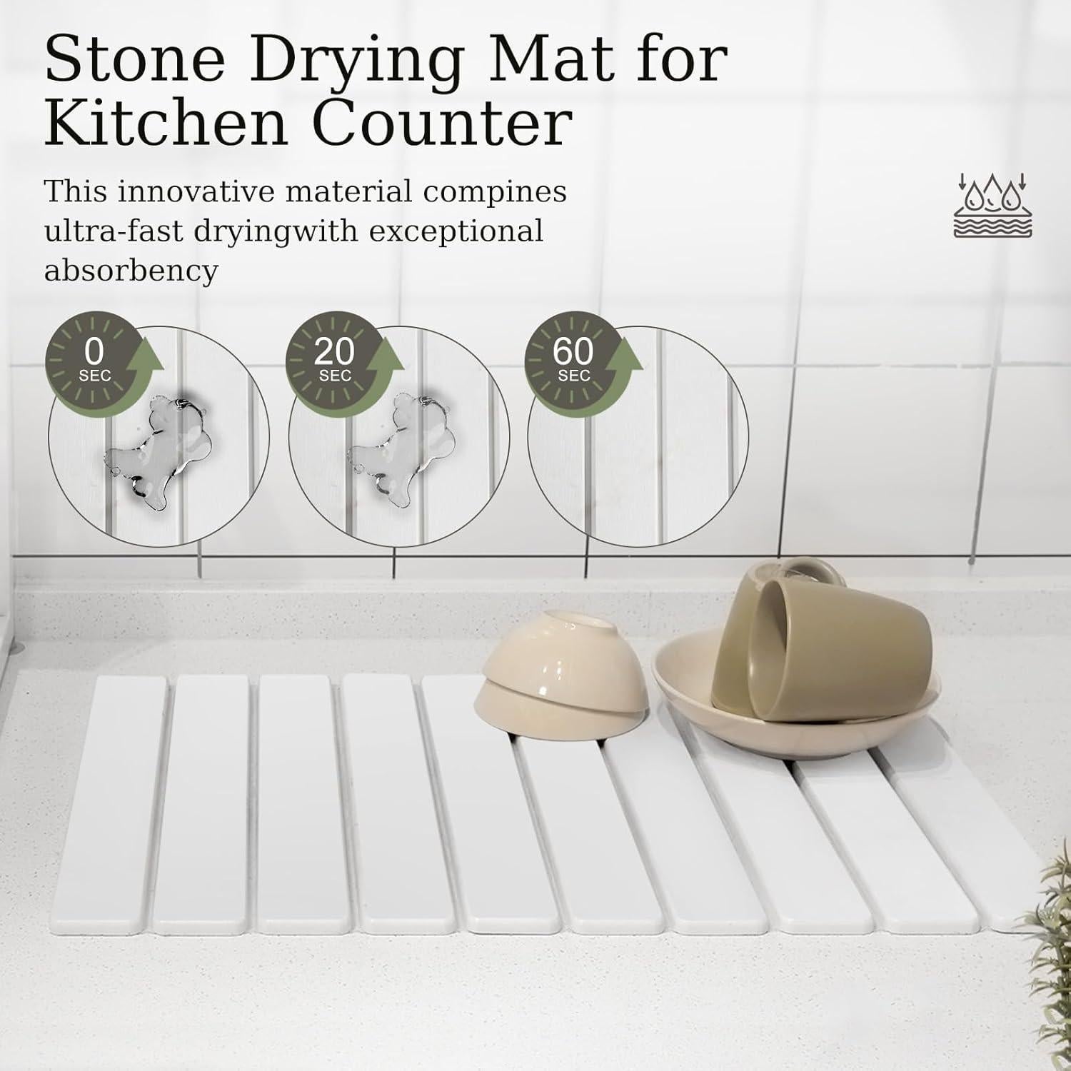 Alfombrilla de Secado Rápido Hopegiver 60x39 cm Blanca