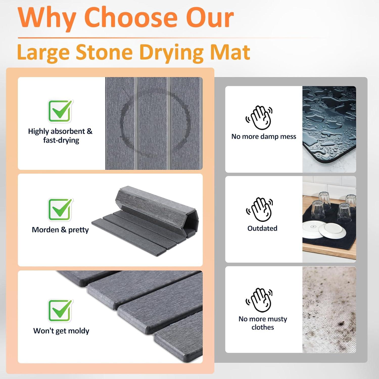 Alfombrilla de Secado de Piedra Diatomácea Lenone 58x38 cm