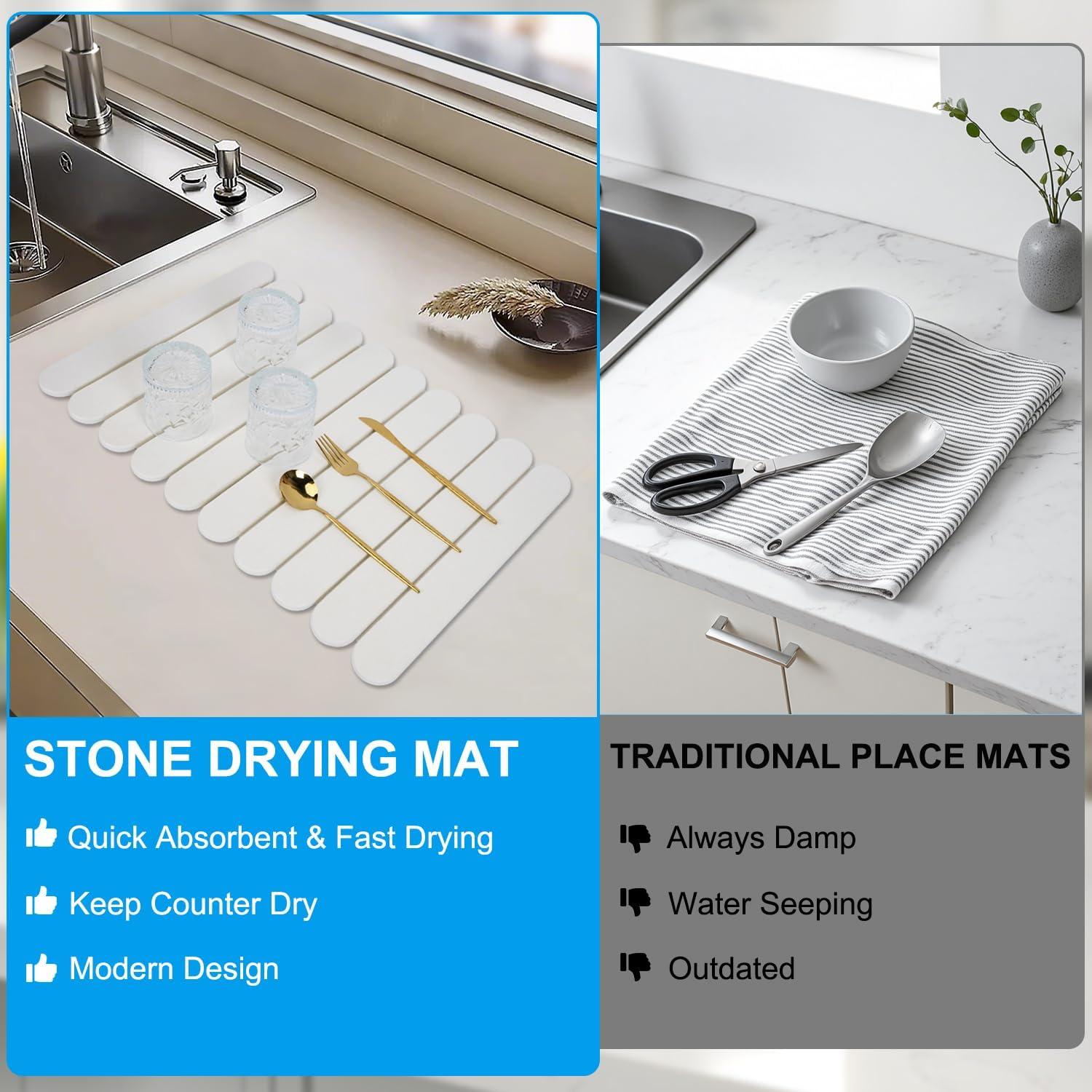 Tapete de Secado de Piedra Diatomácea QUIENKITCH 61x40.6cm