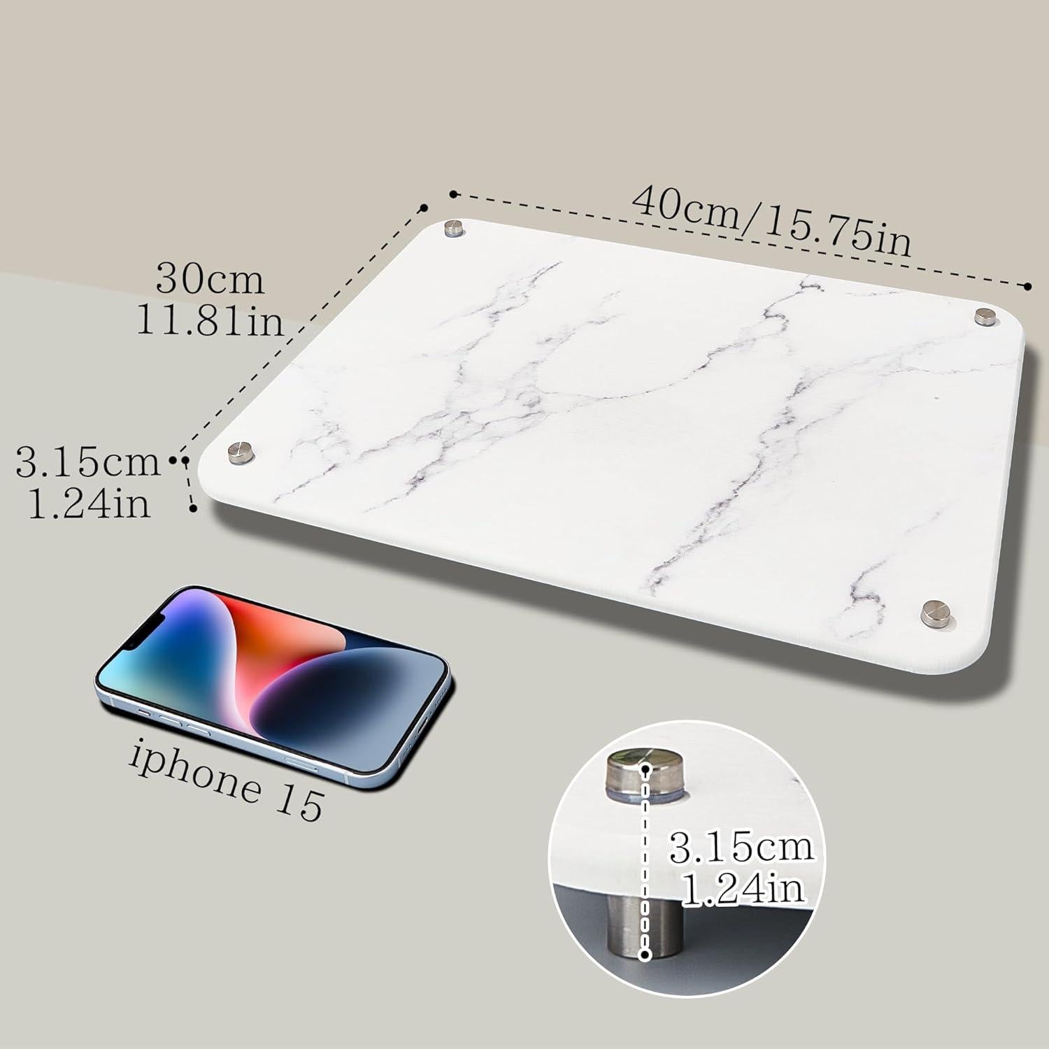 Alfombrilla de Secado Rápido Amviner de Diatomita 40x30cm Mármol