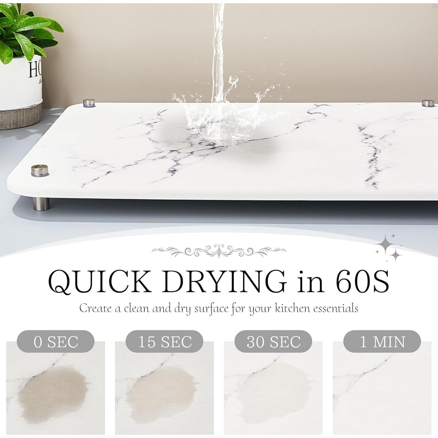 Alfombrilla de Secado Rápido Amviner de Diatomita 40x30cm Mármol