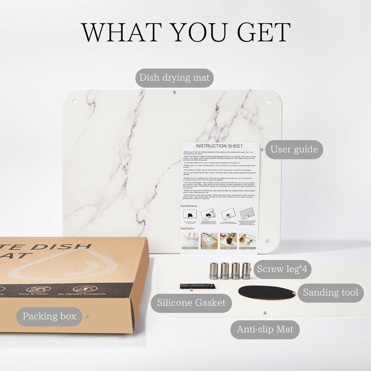 Alfombrilla de Secado Rápido Amviner de Diatomita 40x30cm Mármol