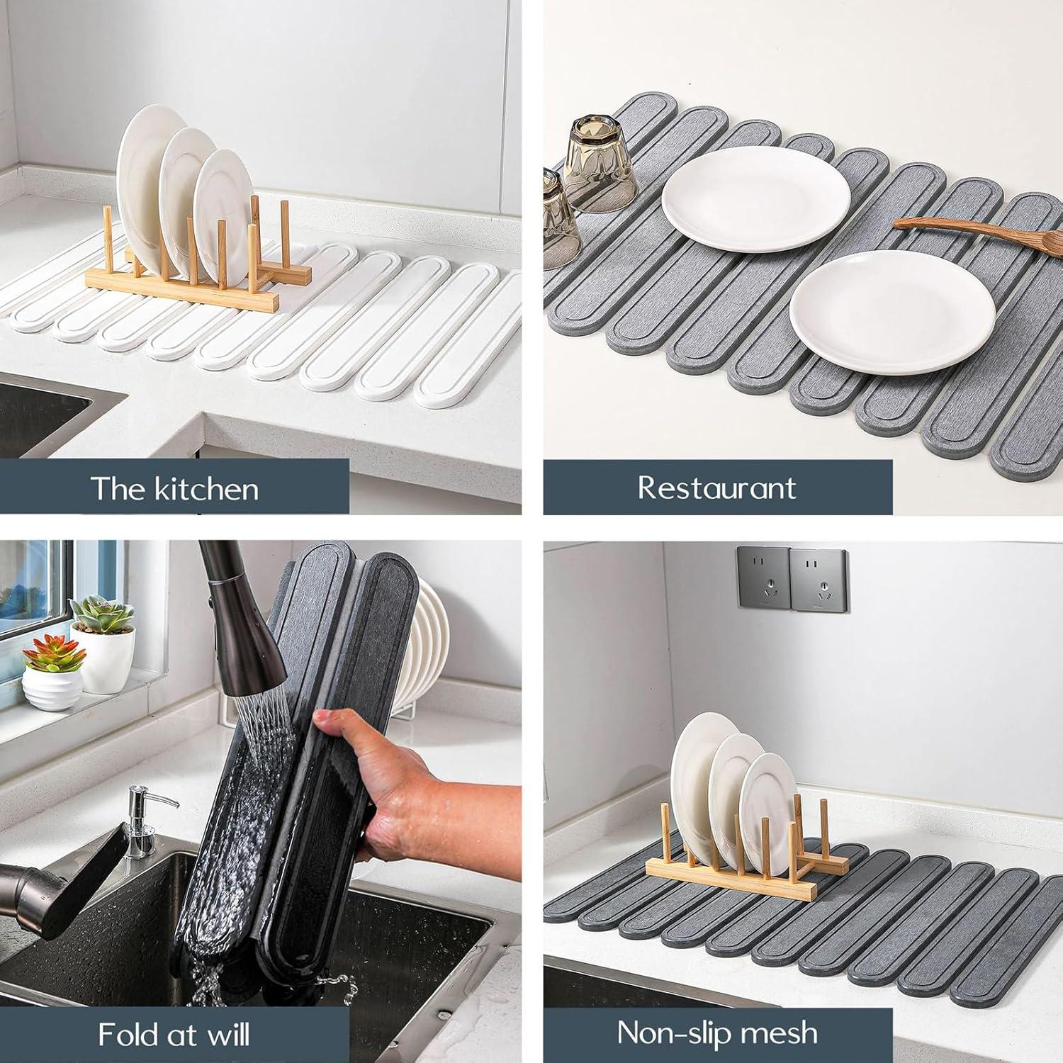 Alfombrilla de Secado de Platos Fiebixun 61x41cm Antideslizante