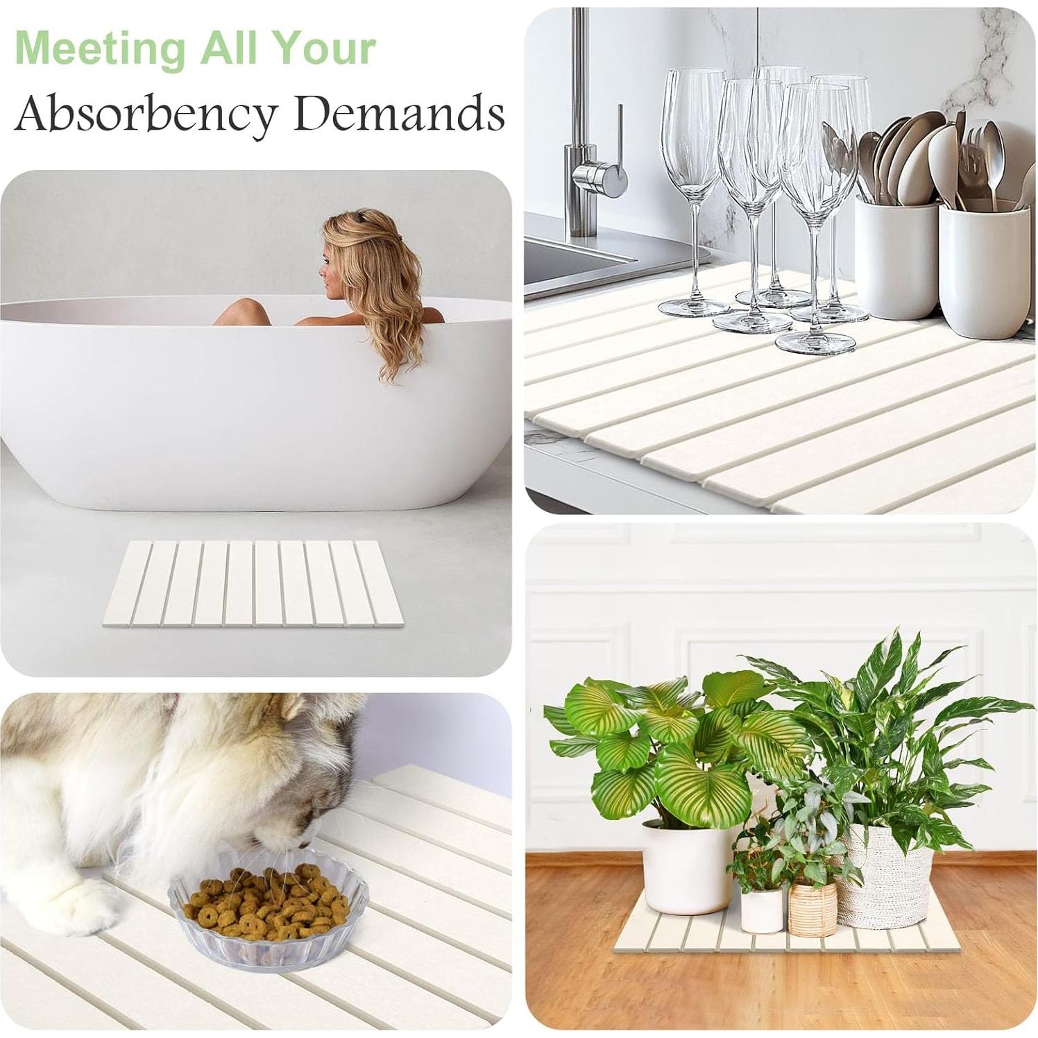 Alfombrilla de Secado TsicTolg Blanca 60.96x40.64 cm Plegable