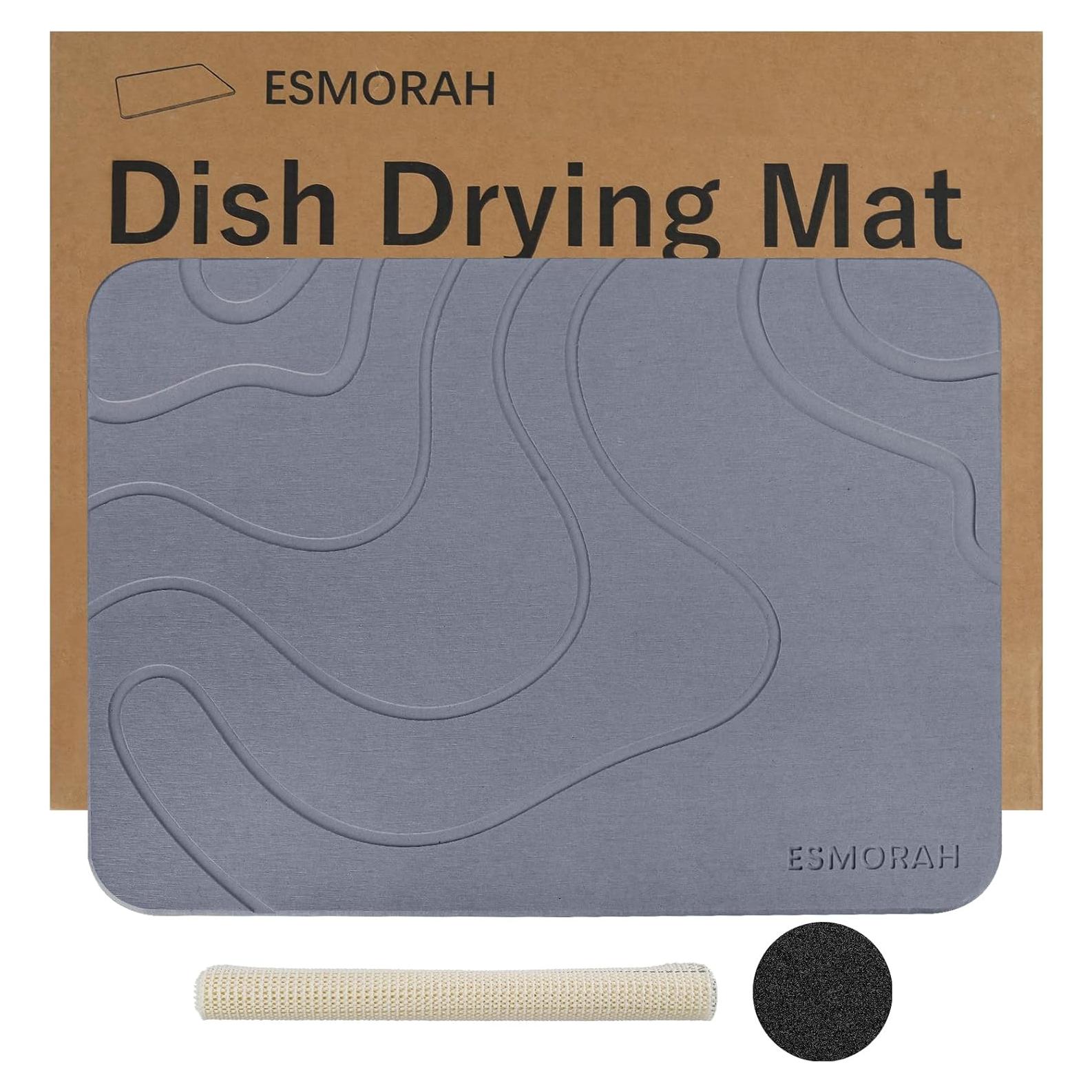 Alfombrilla de Secado de Platos Esmorah 40x30 cm Gris Antideslizante