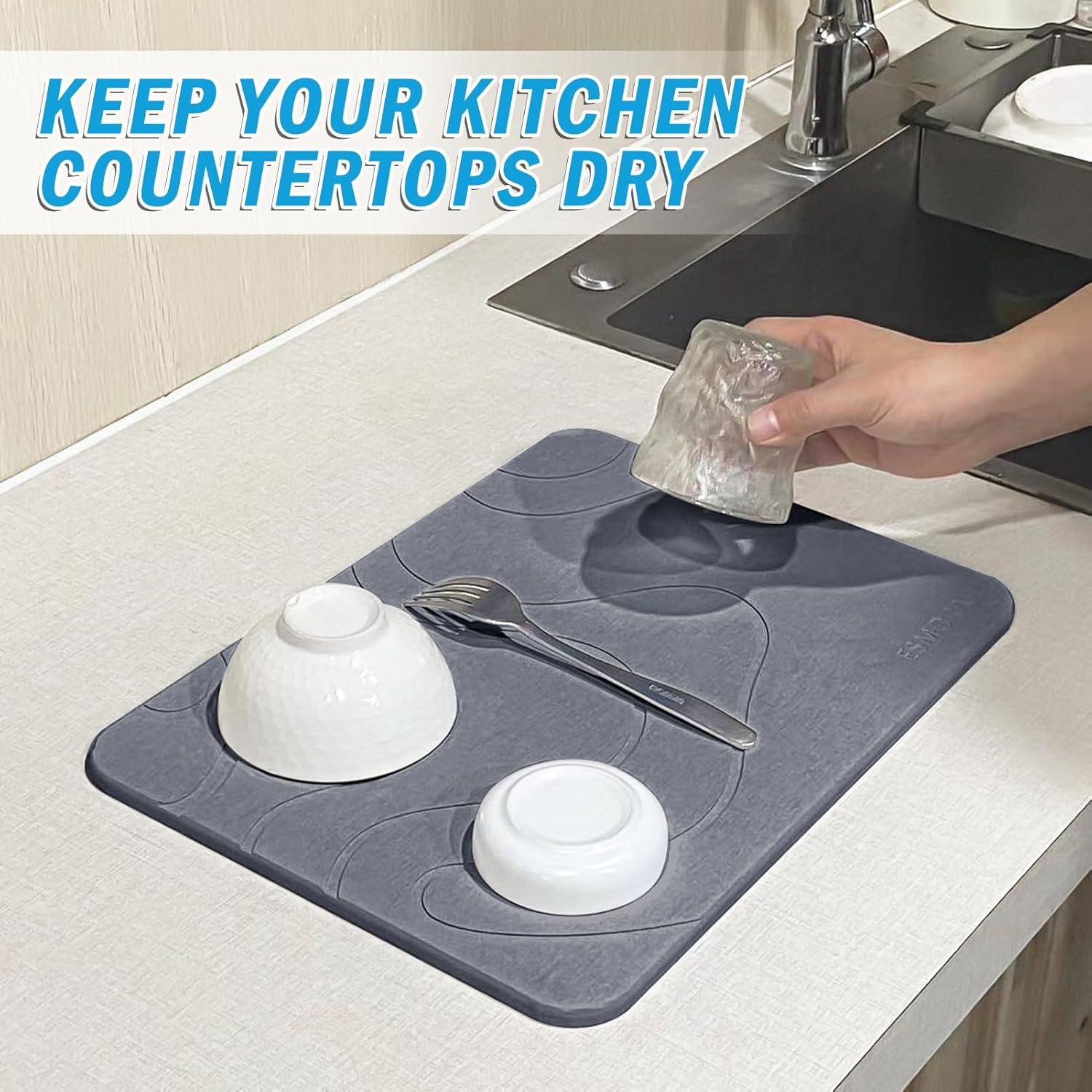 Alfombrilla de Secado de Platos Esmorah 40x30 cm Gris Antideslizante