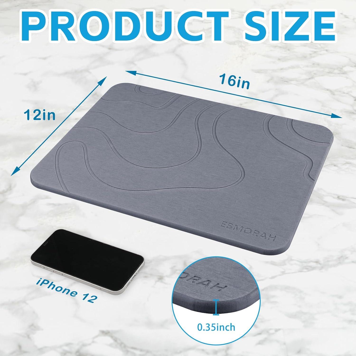 Alfombrilla de Secado de Platos Esmorah 40x30 cm Gris Antideslizante