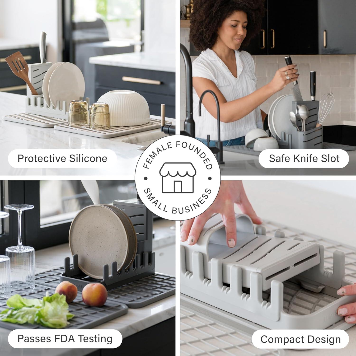 Estante Plegable para Secar Platos Dorai con Almohadilla de Piedra