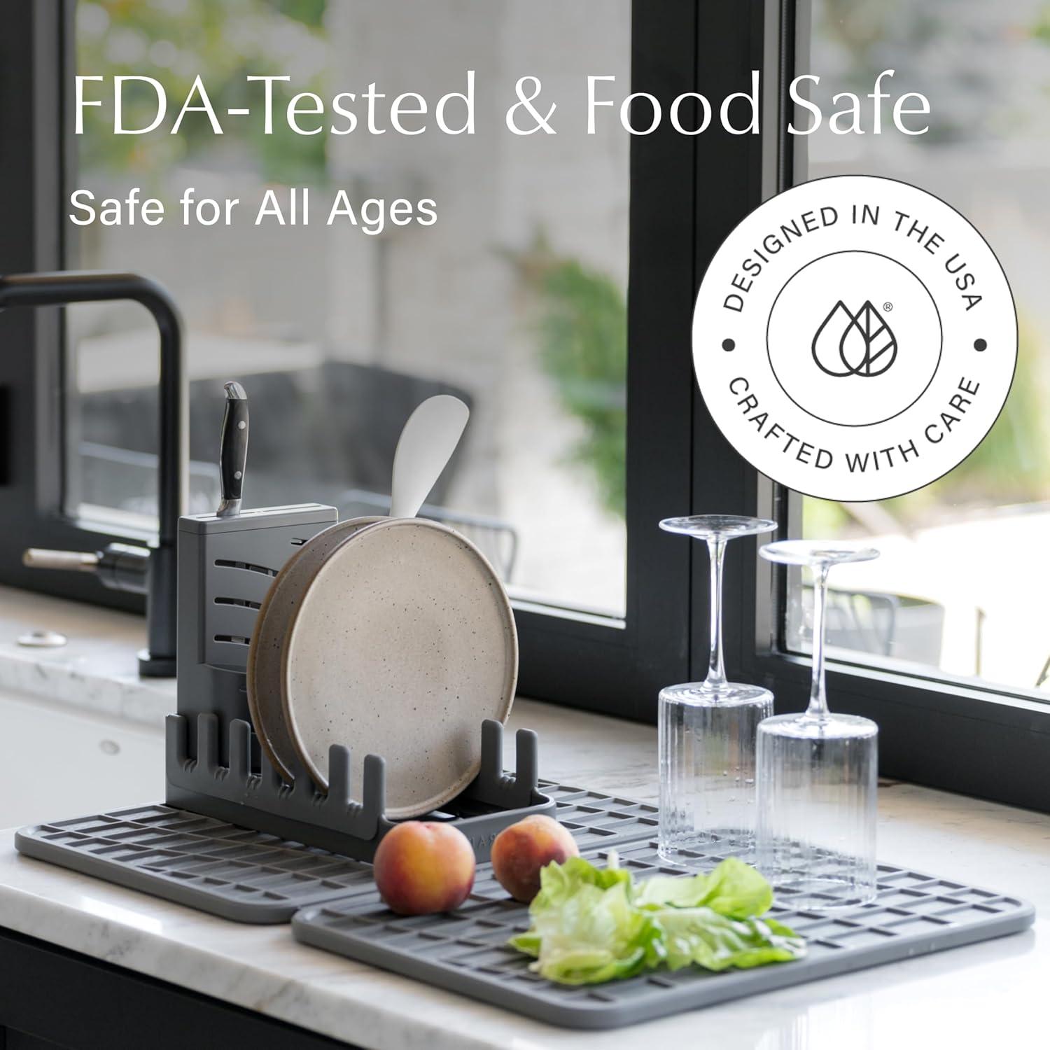 Estante Plegable para Secar Platos Dorai con Almohadilla de Piedra