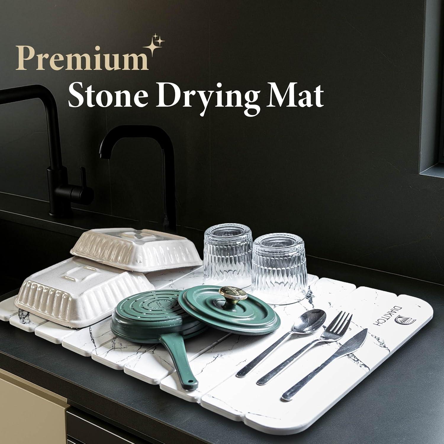 Alfombrilla de Secado de Piedra DIAKITCH 60x39 cm Blanca