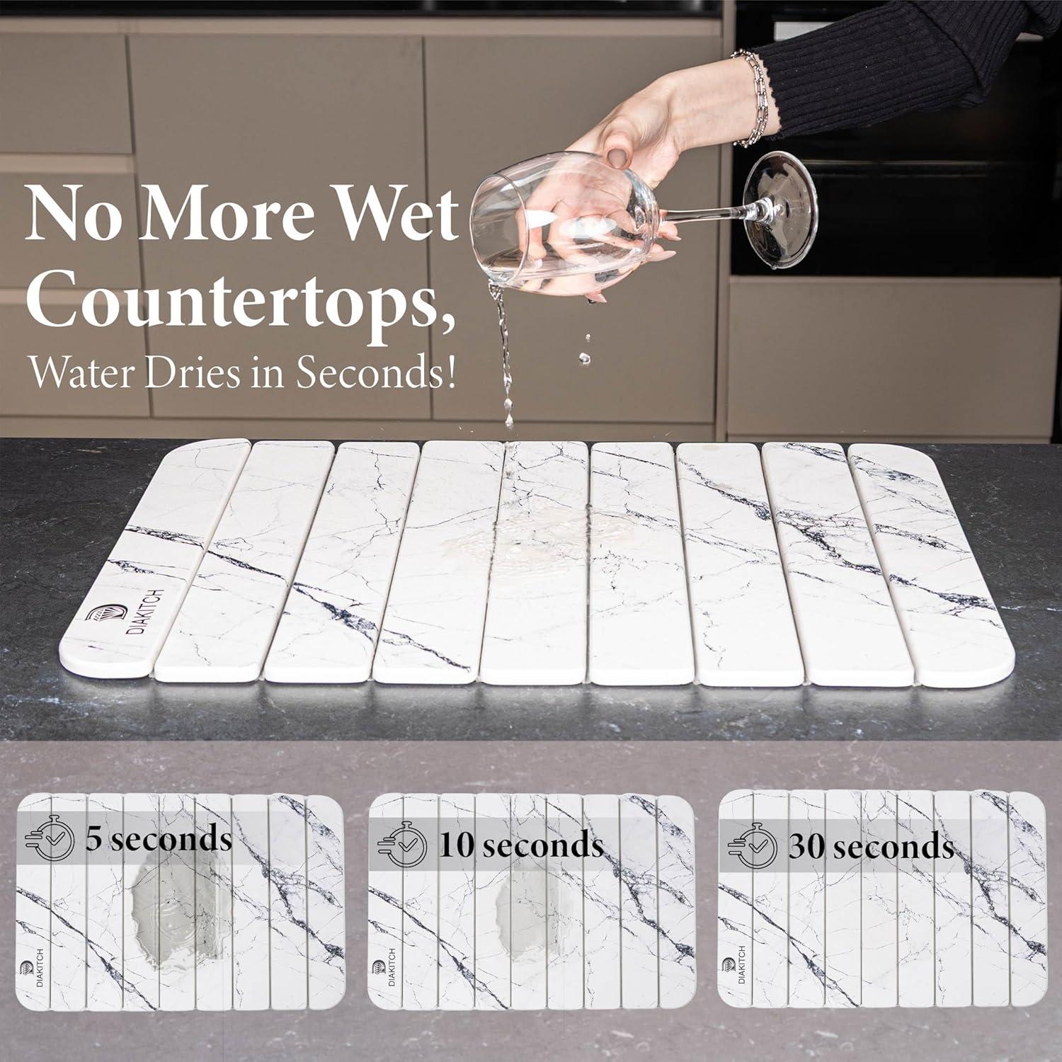 Alfombrilla de Secado de Piedra DIAKITCH 60x39 cm Blanca