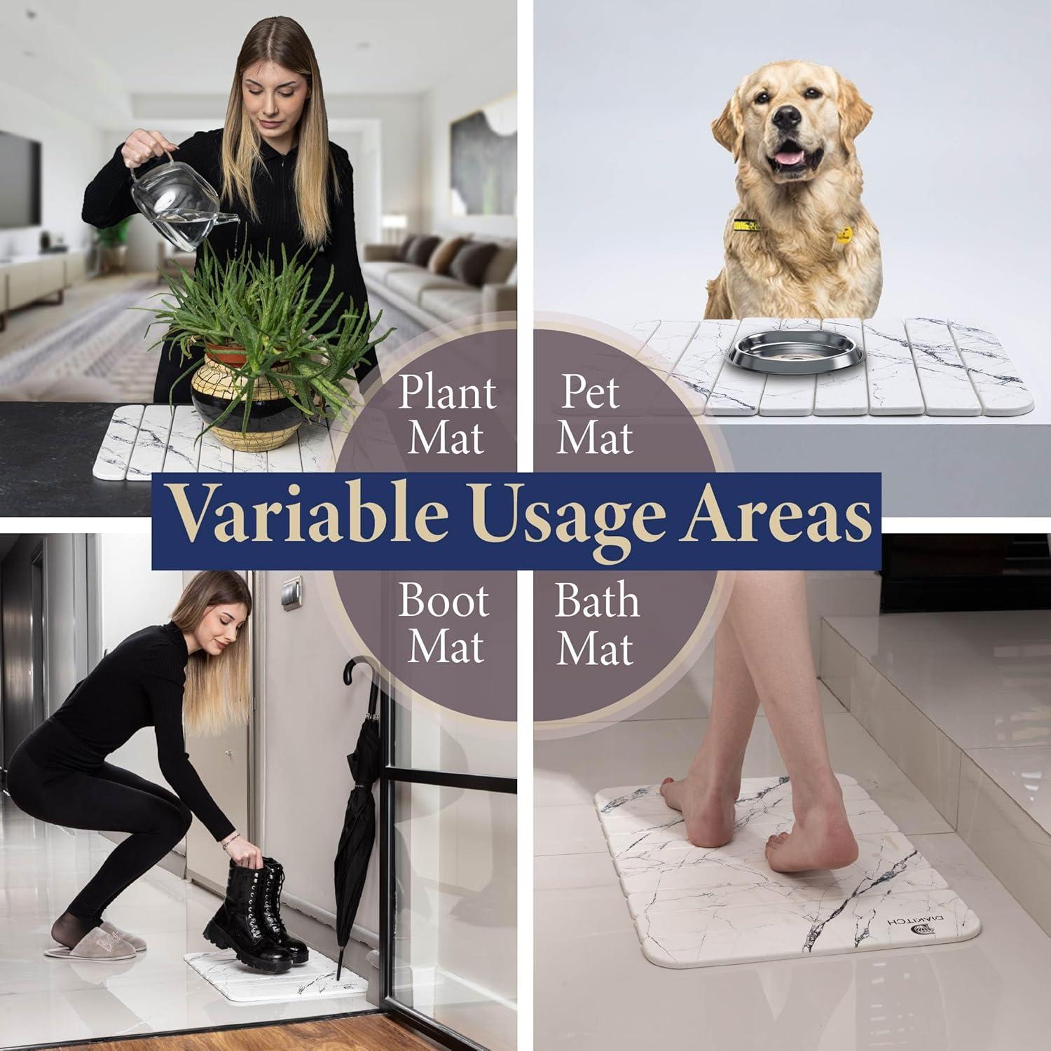 Alfombrilla de Secado de Piedra DIAKITCH 60x39 cm Blanca