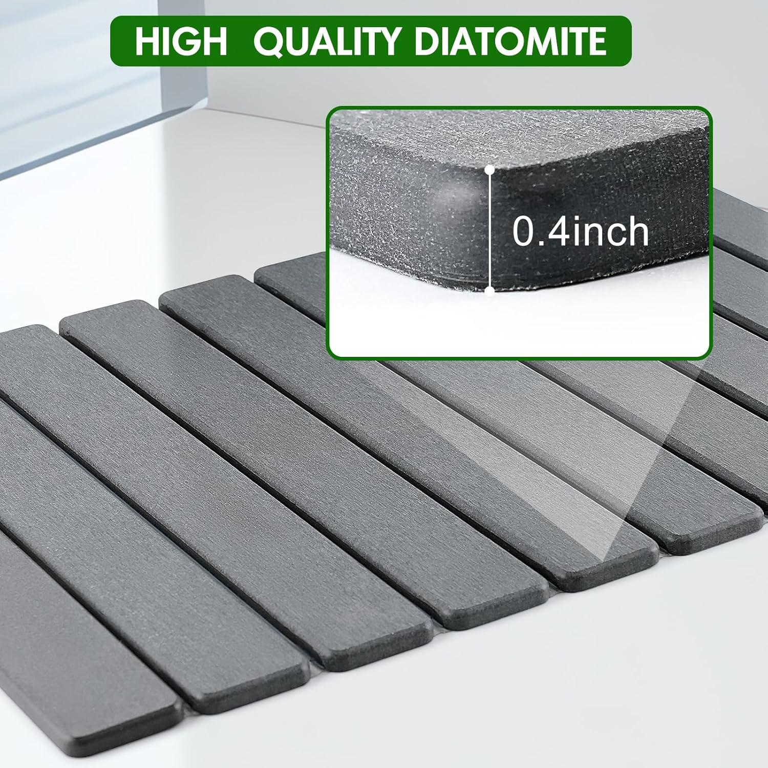 Alfombrilla de Secado de Platos BAKFUFIY 61x41 cm Gris Diatomita