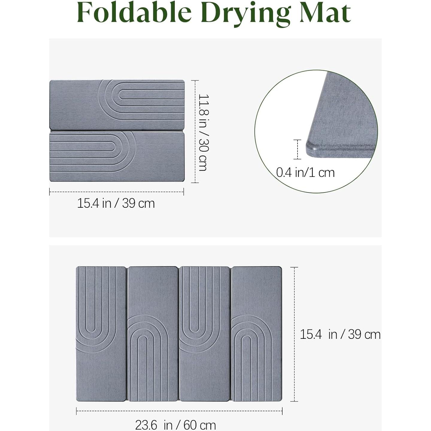 Alfombrilla de Secado de Platos Kssiaz 60x39 cm Gris Plegable