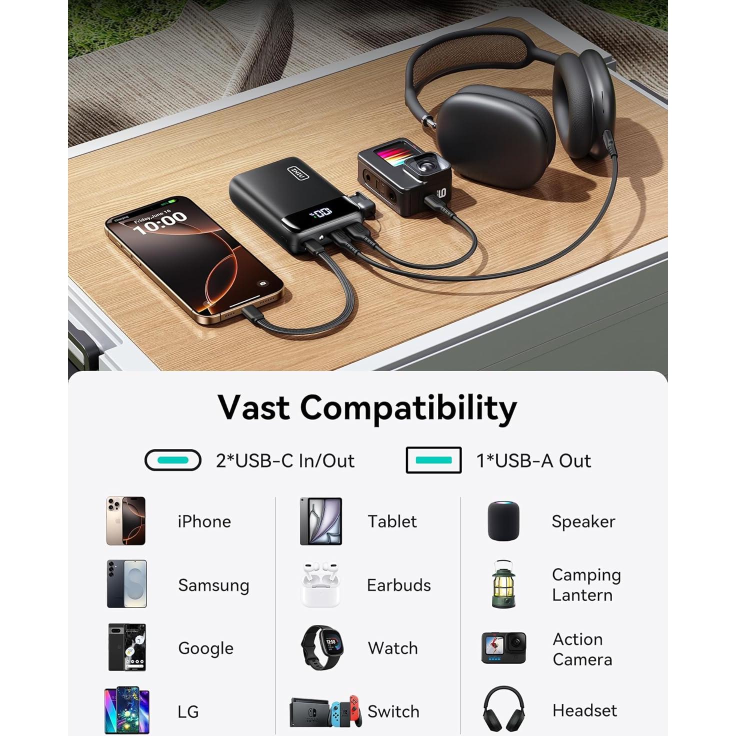 Banco de Energía INIU 20000mAh Carga Rápida 22.5W USB-C