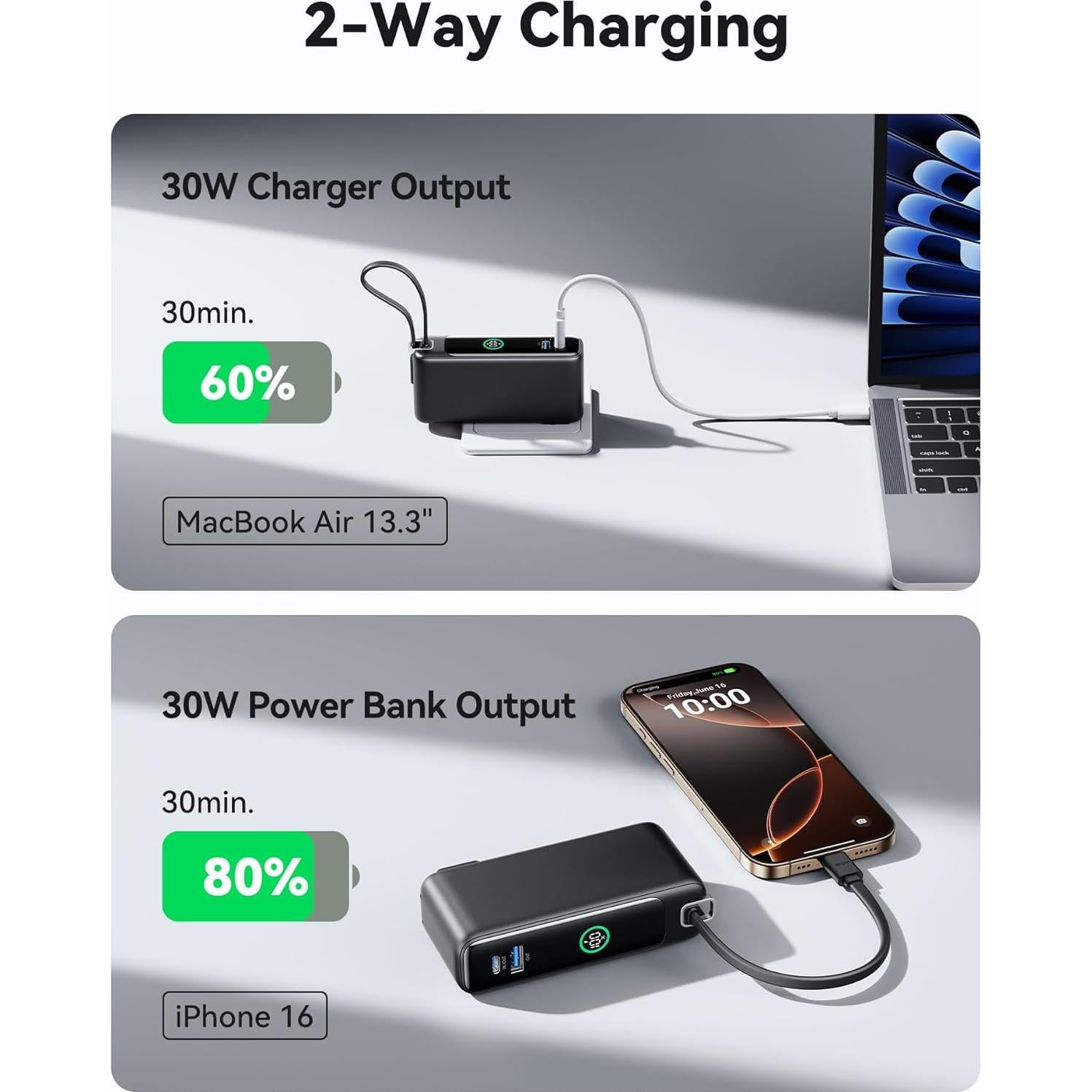 Cargador Portátil INIU 3-en-1 10000mAh 30W Carga Rápida