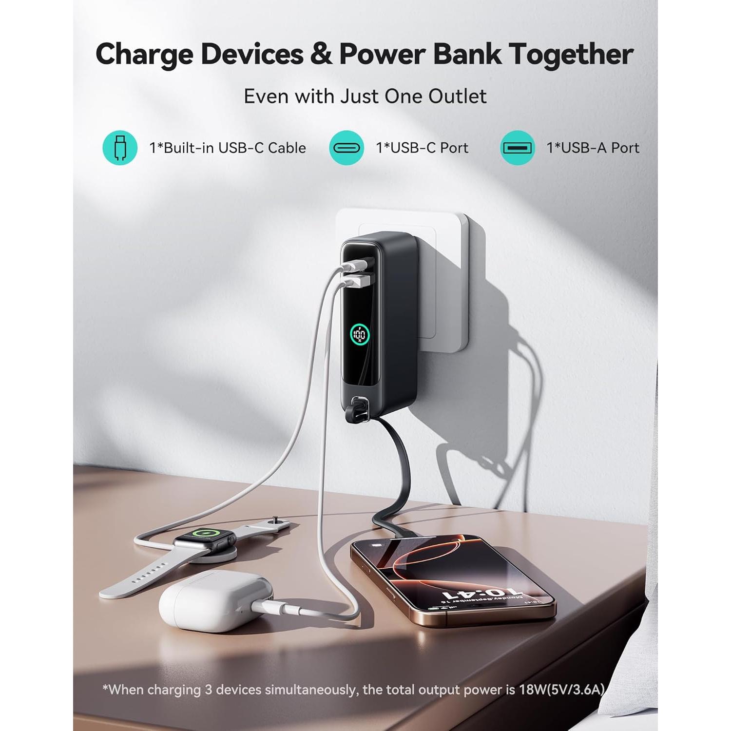 Cargador Portátil INIU 3-en-1 10000mAh 30W Carga Rápida