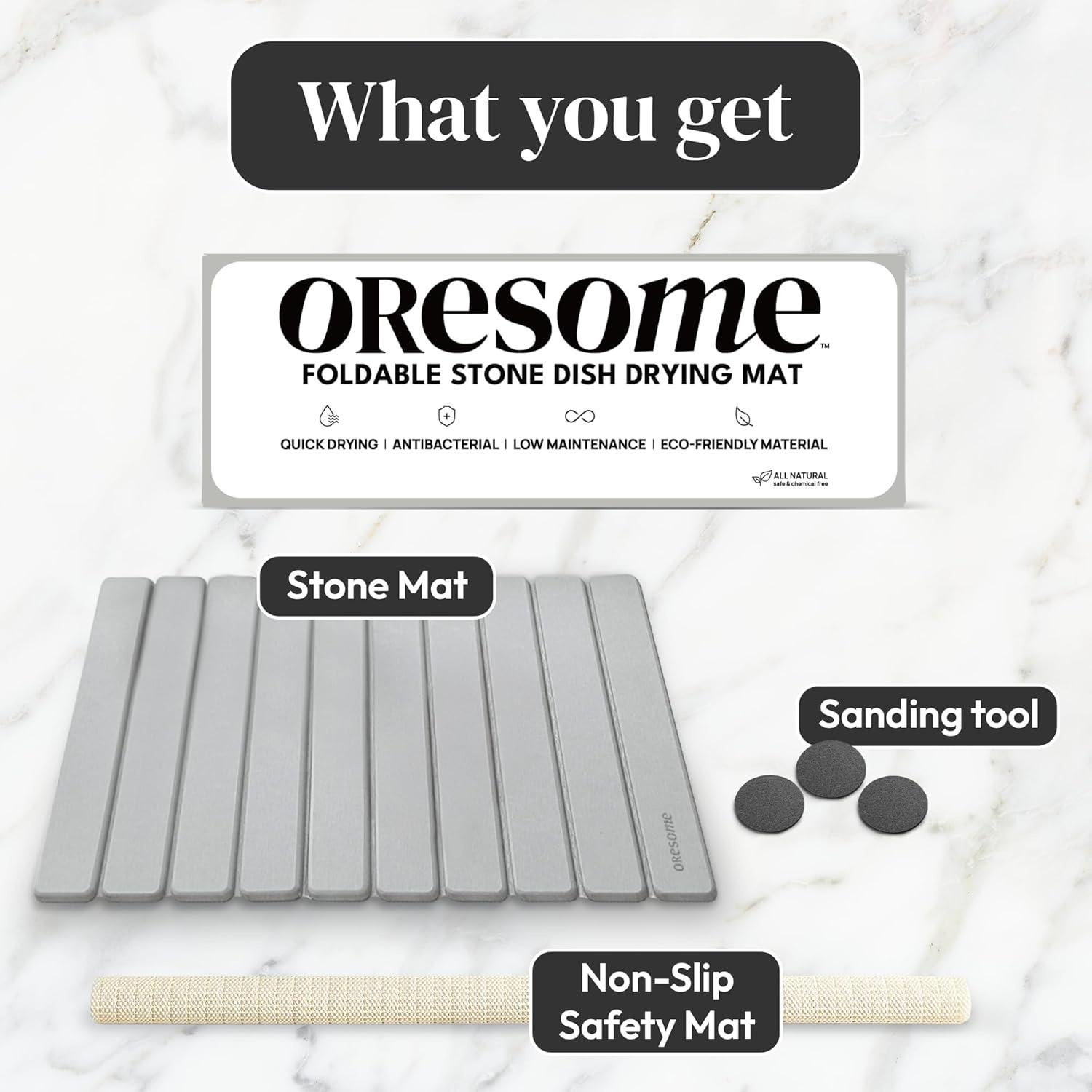 Alfombrilla de Secado de Piedra Diatomácea OResome 61x40 cm