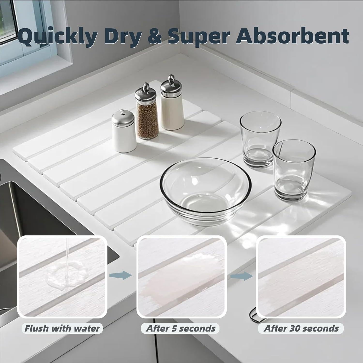 Alfombrilla de Secado de Piedra Diatomácea ZZCJAY 60x39 cm Blanca