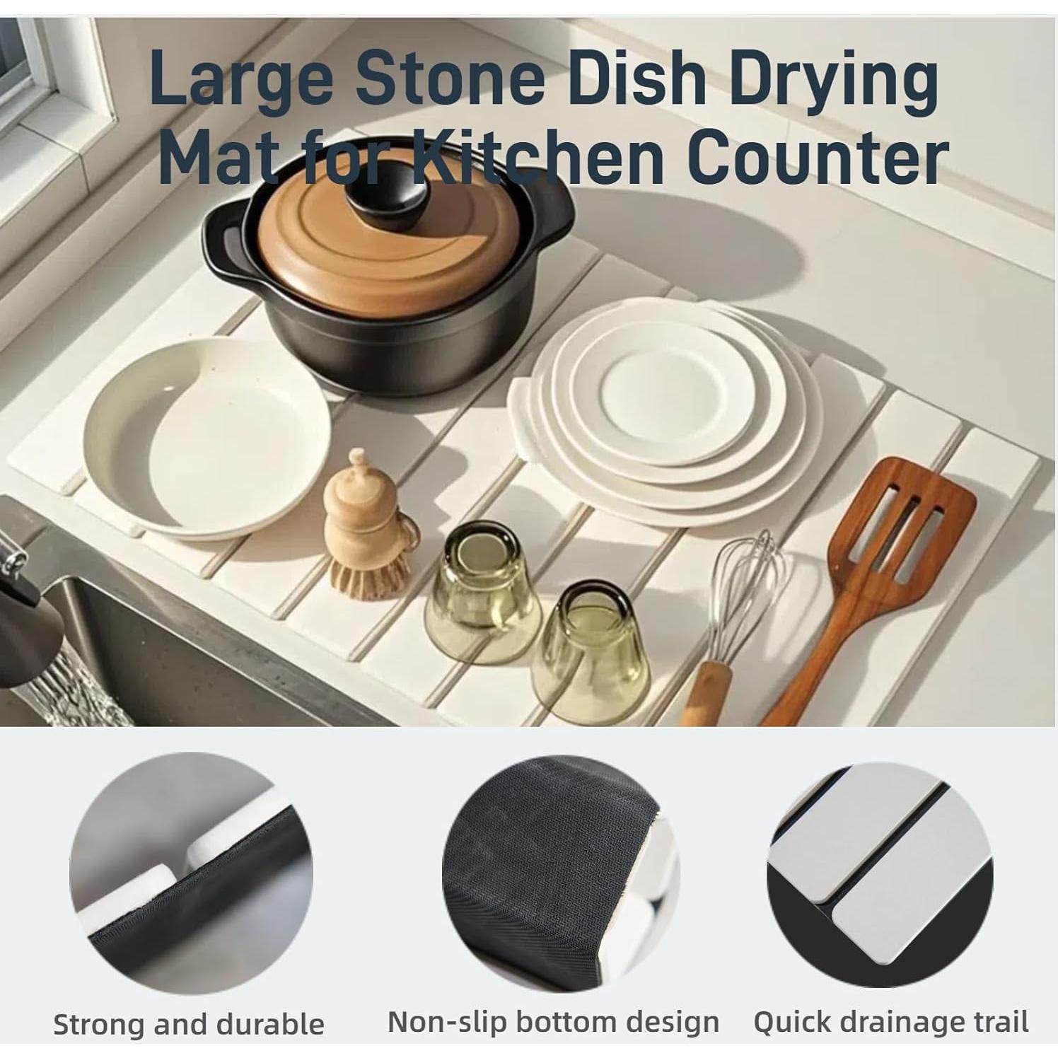 Alfombrilla de Secado de Piedra Diatomácea ZZCJAY 60x39 cm Blanca