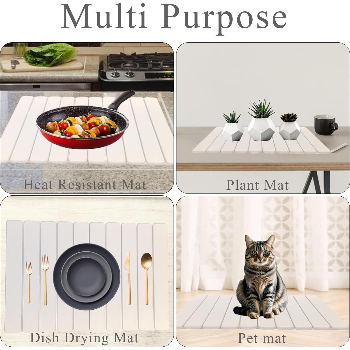 Alfombrilla de Secado de Platos MATNHZUF 60x39 cm Plegable