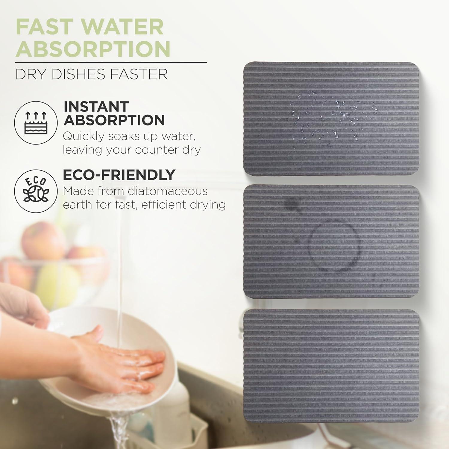 Alfombrilla de Secado de Platos de Piedra Diatomita 40x30cm