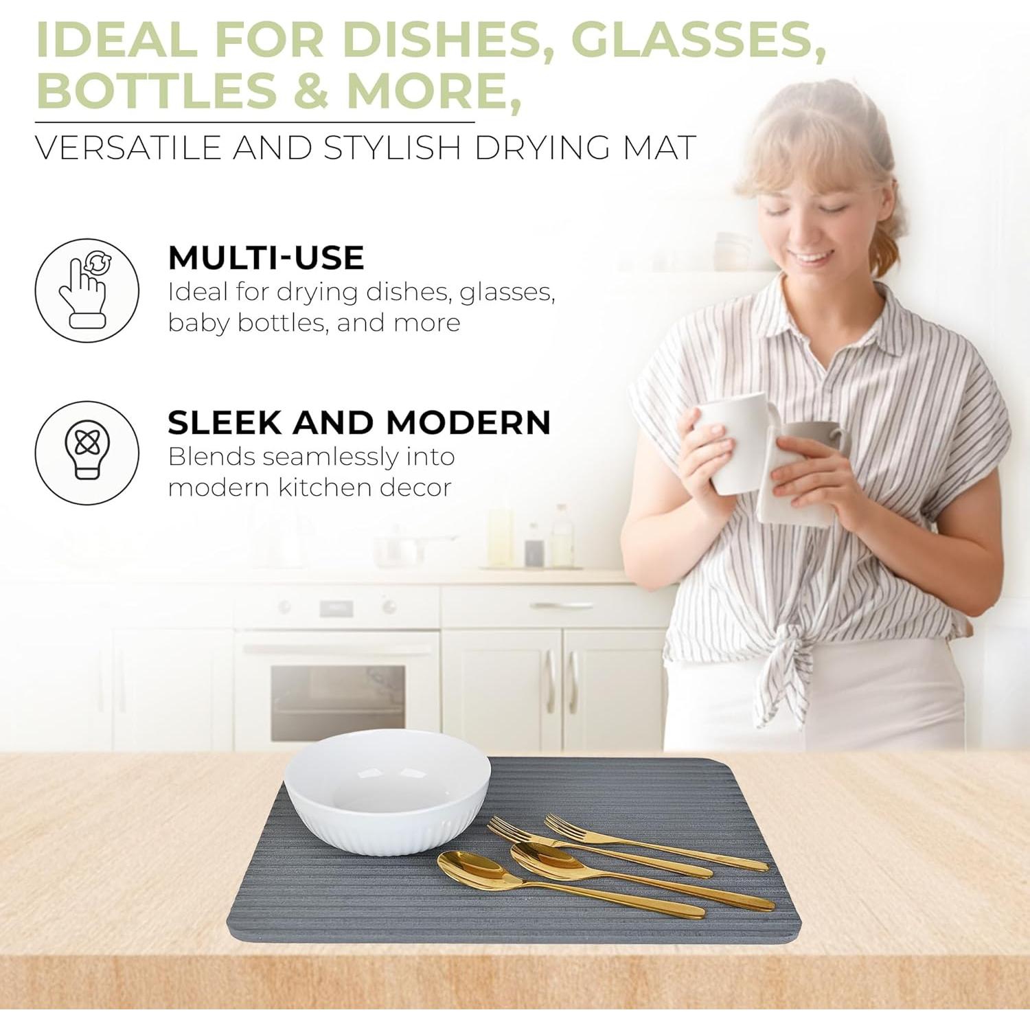 Alfombrilla de Secado de Platos de Piedra Diatomita 40x30cm