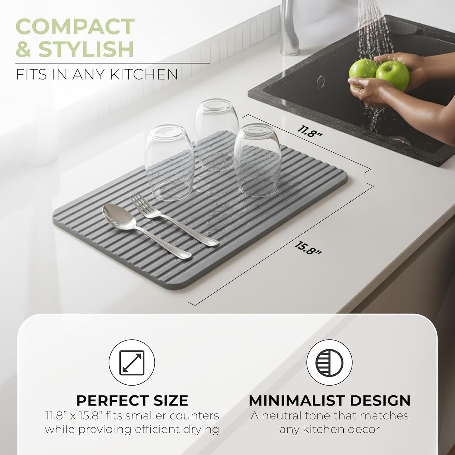 Alfombrilla de Secado de Platos de Piedra Diatomita 40x30cm