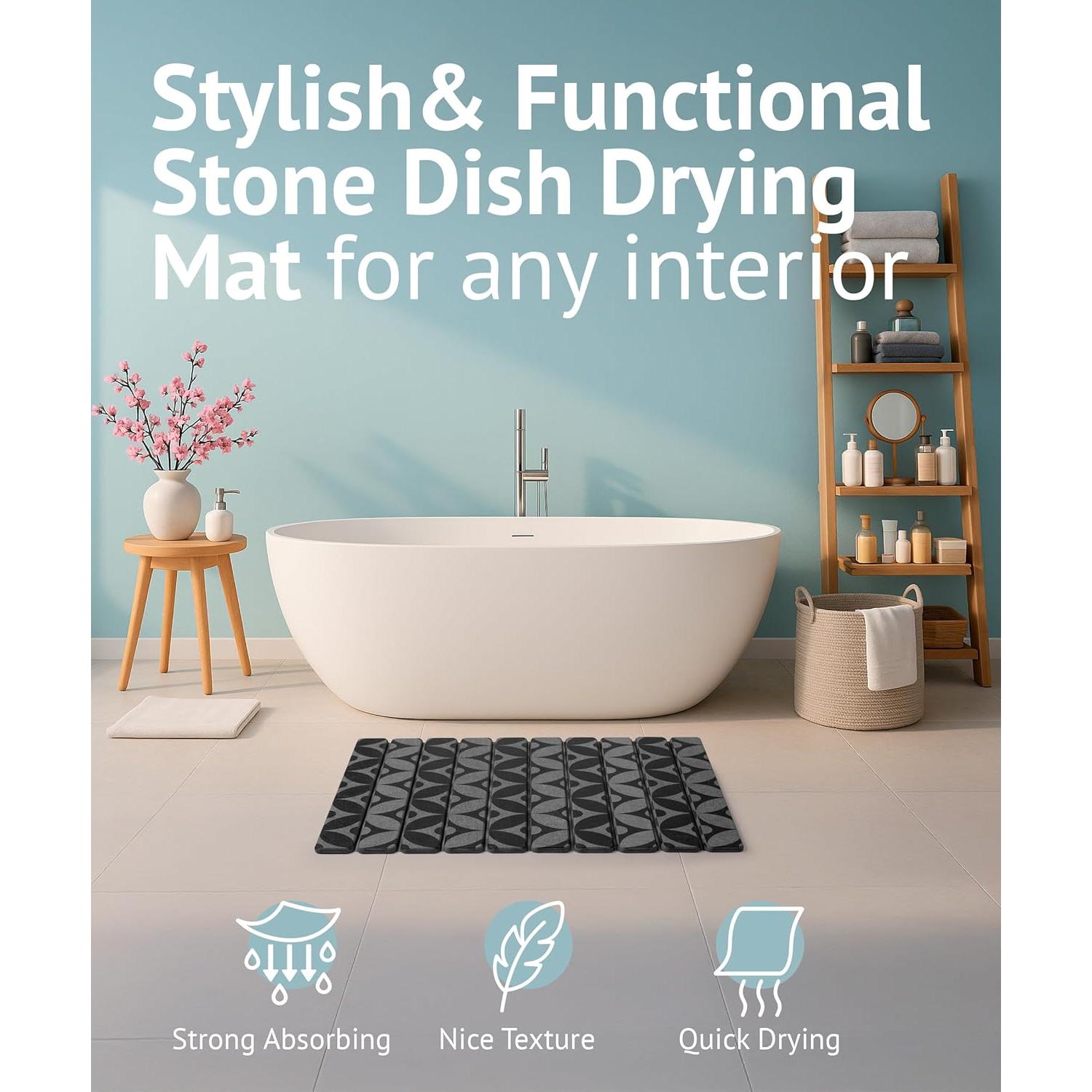 Alfombrilla de Secado de Piedra Diatomácea 60x39 cm Ecológica