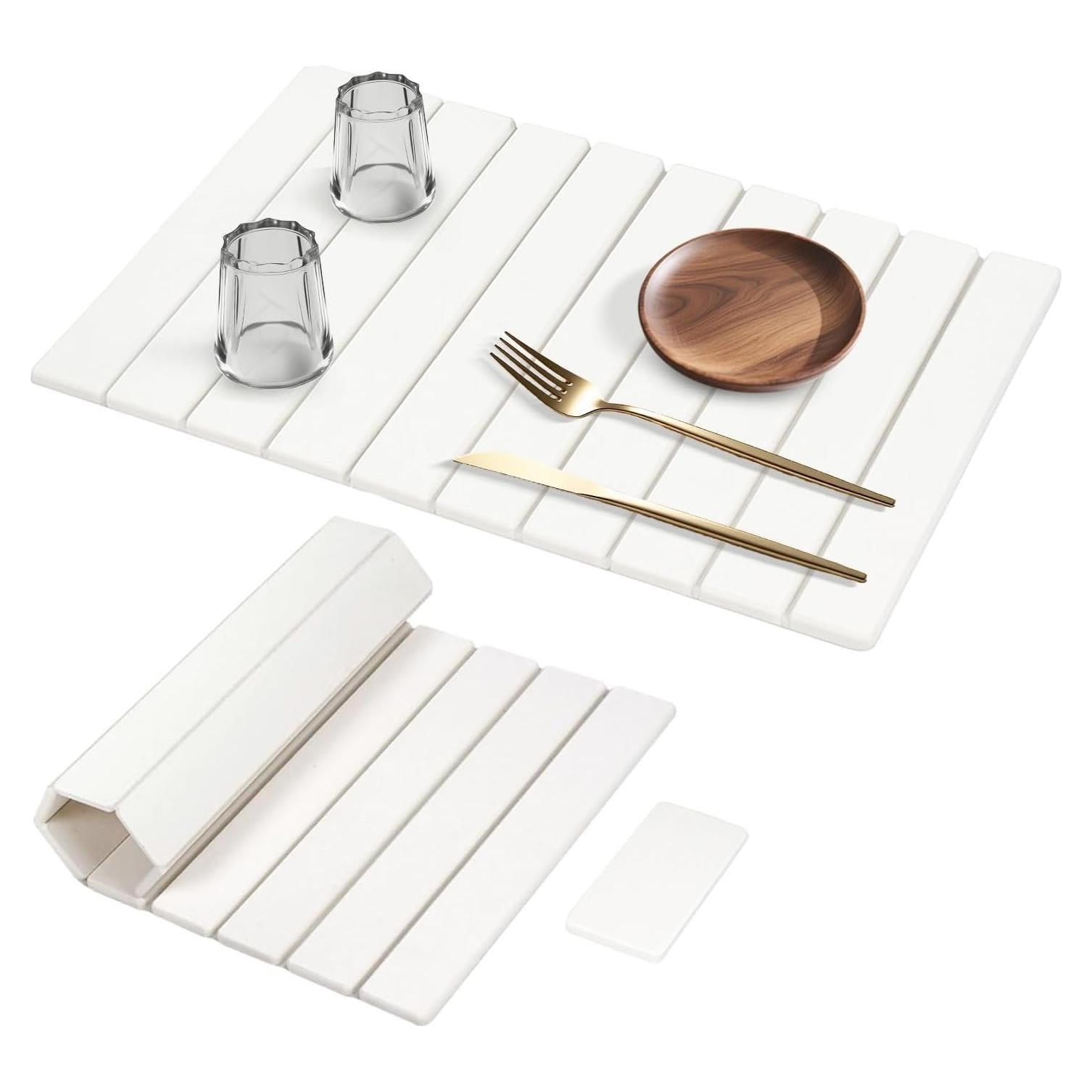 Alfombrilla de Secado de Platos KAWRYDI 2PCS Diatomácea Blanca