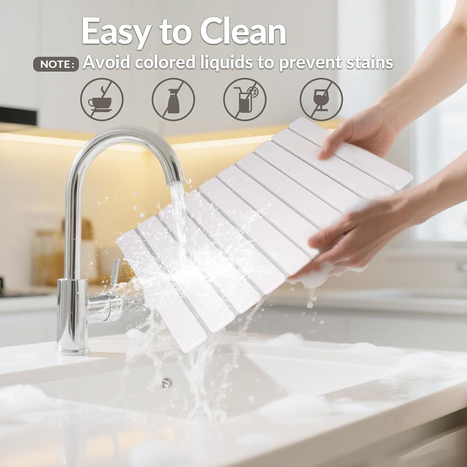 Alfombrilla de Secado de Platos KAWRYDI 2PCS Diatomácea Blanca