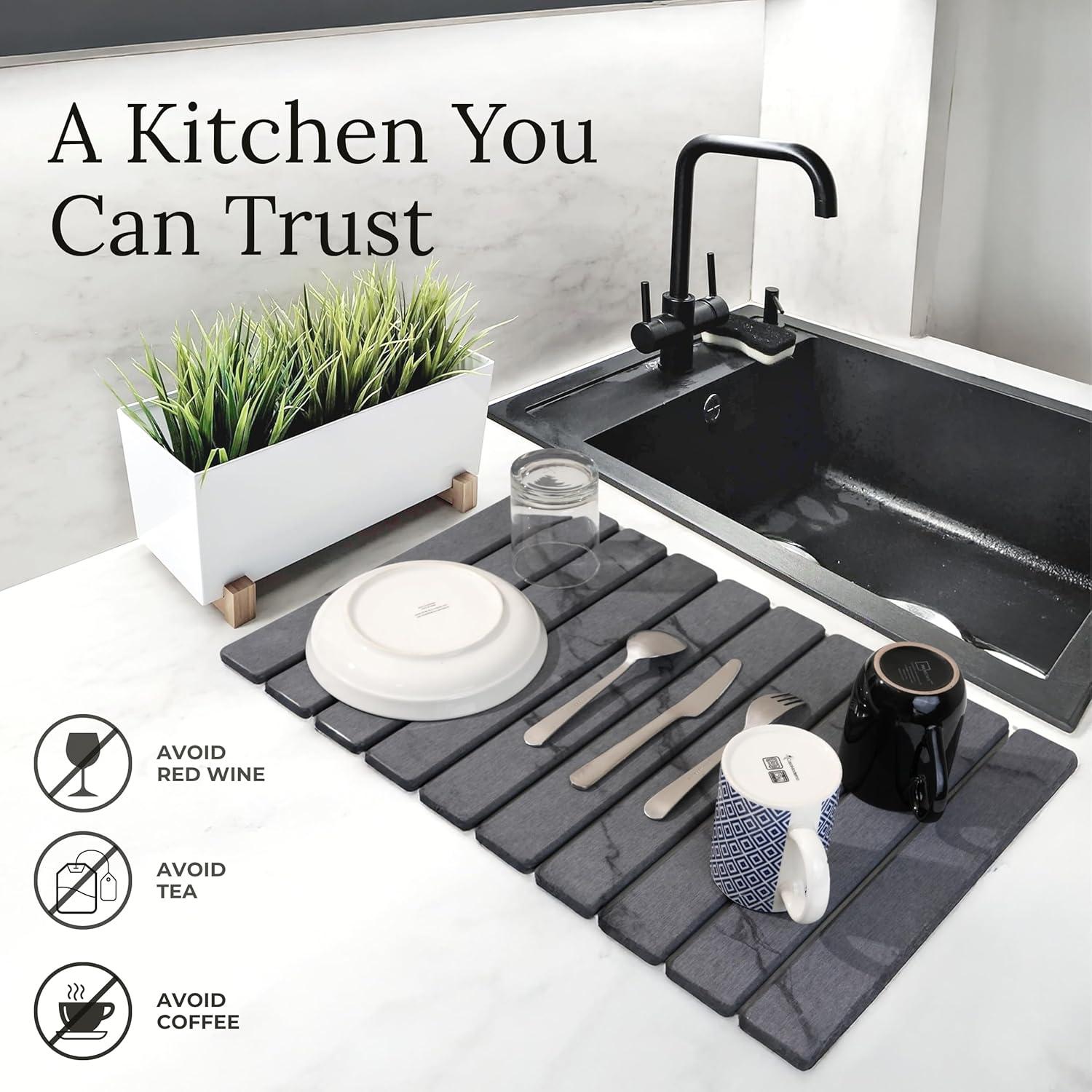 Alfombrilla de Secado de Piedra Yenyra 60x40 cm Gris Oscuro