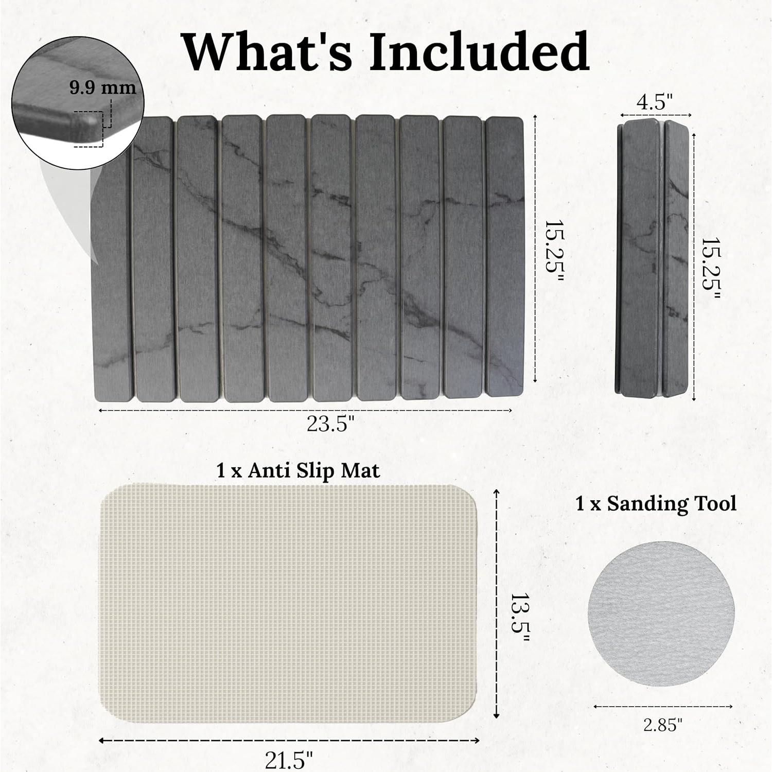 Alfombrilla de Secado de Piedra Yenyra 60x40 cm Gris Oscuro