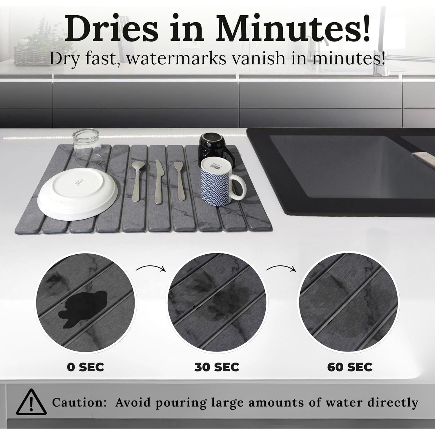 Alfombrilla de Secado de Piedra Yenyra 60x40 cm Gris Oscuro