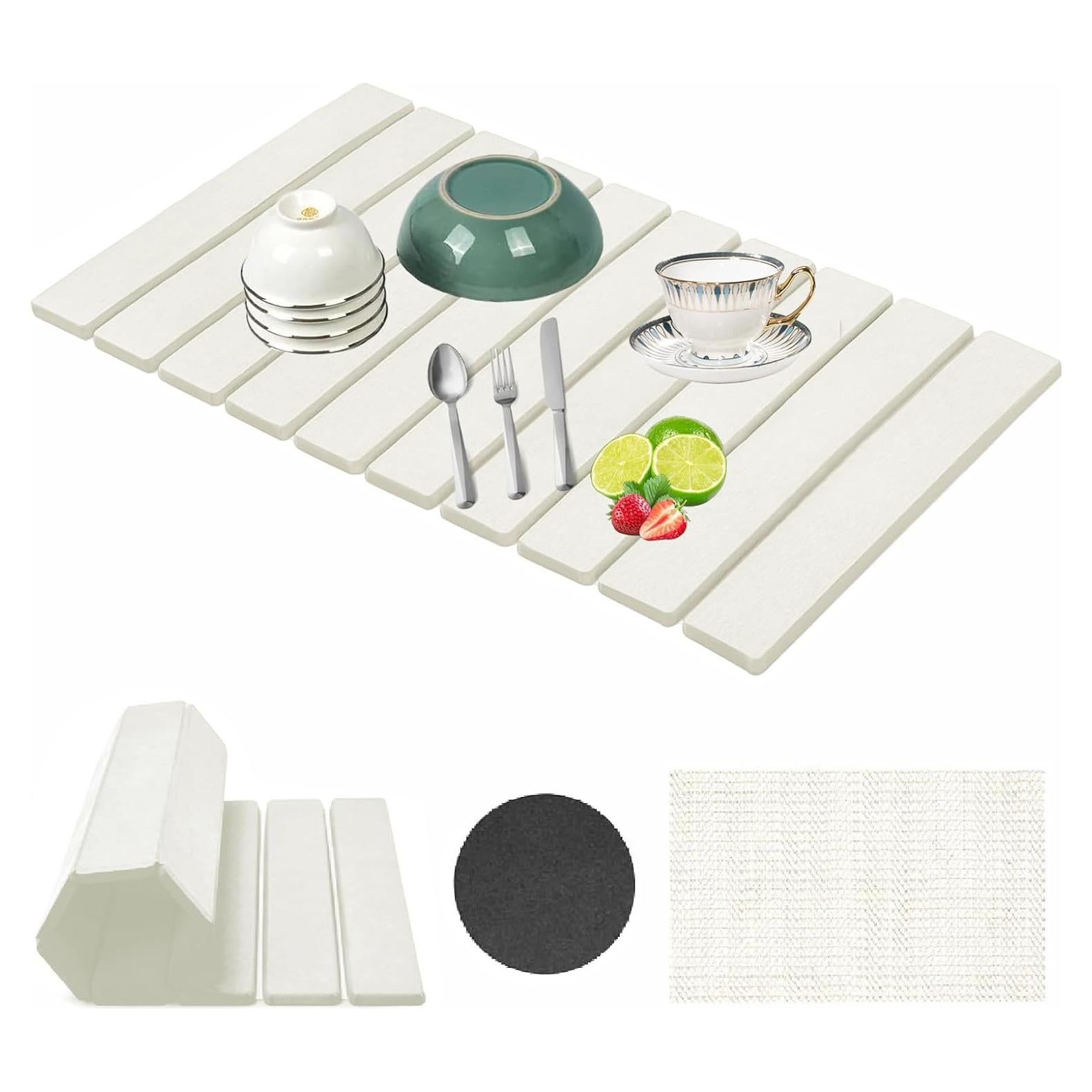 Alfombrilla de Secado de Platos Diatomita LYkotama 60x40cm Blanca