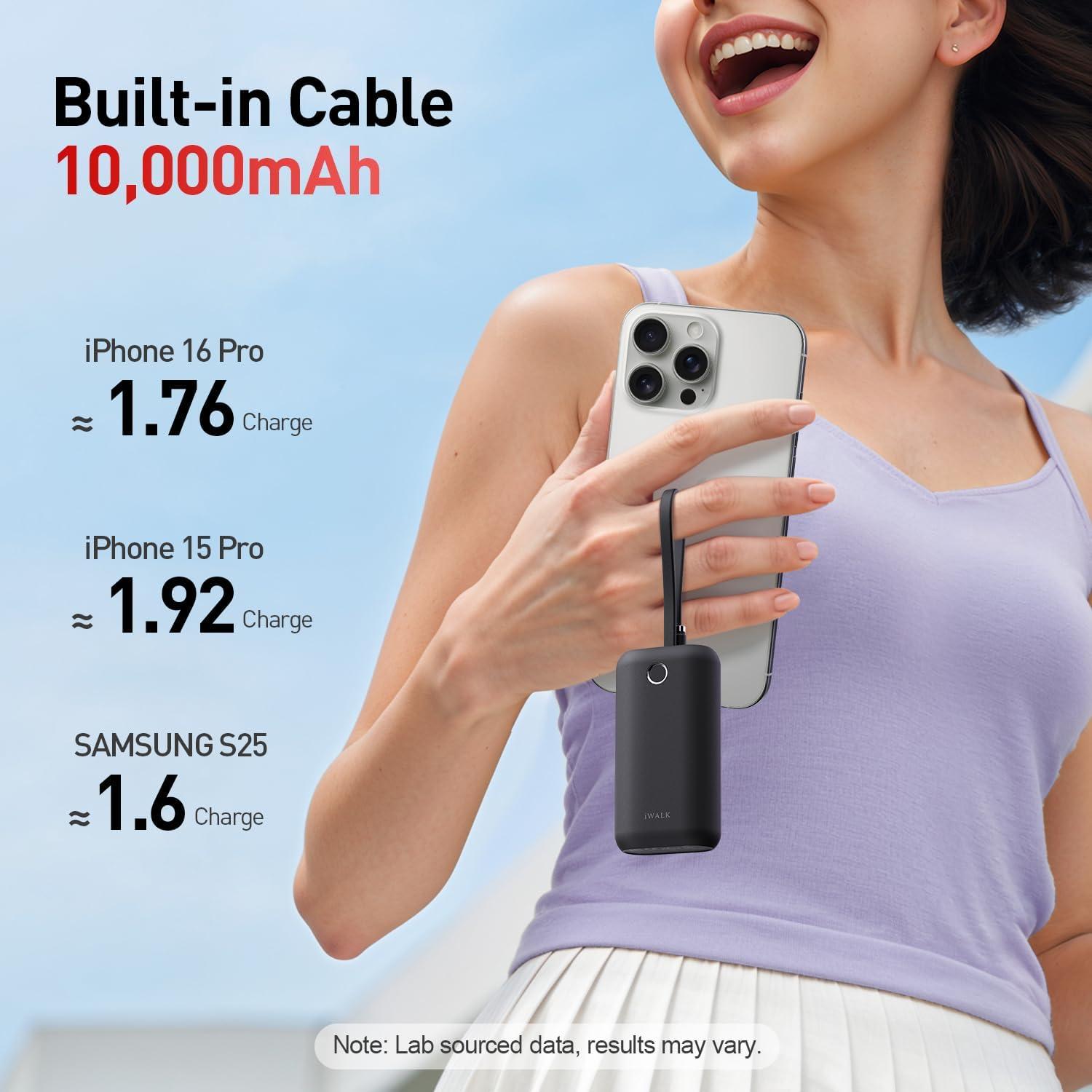 iWALK Mini Cargador Portátil 10,000mAh 22.5W USB-C Negro