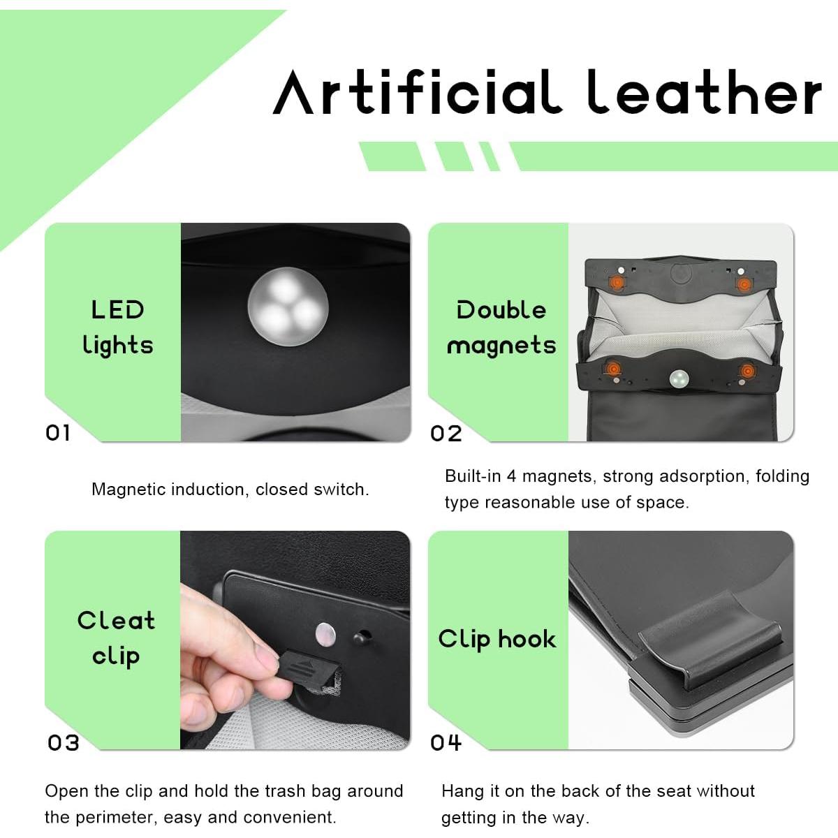 Basurero LED Inteligente BWBWND para Auto, Impermeable y Plegable