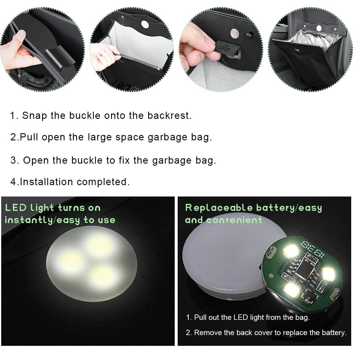 Basurero LED Inteligente BWBWND para Auto, Impermeable y Plegable