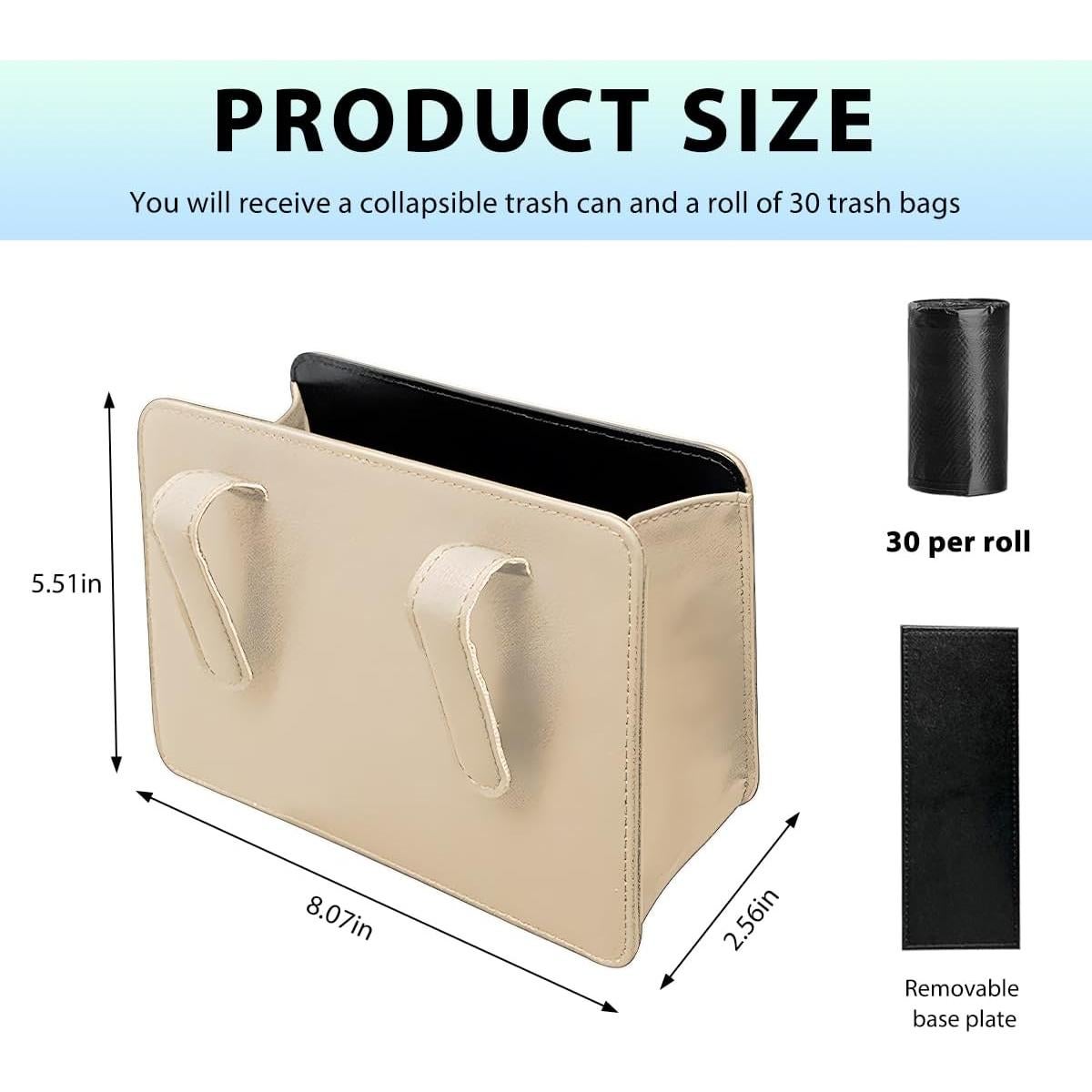 Basurero de Coche FSTURIOS Beige Plegable Impermeable 20.5x6.5x14 cm