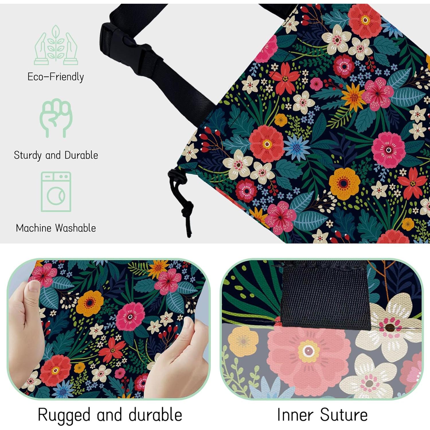 Bolsa de Basura para Auto NHNXHWIA Impermeable Flores Coloridas